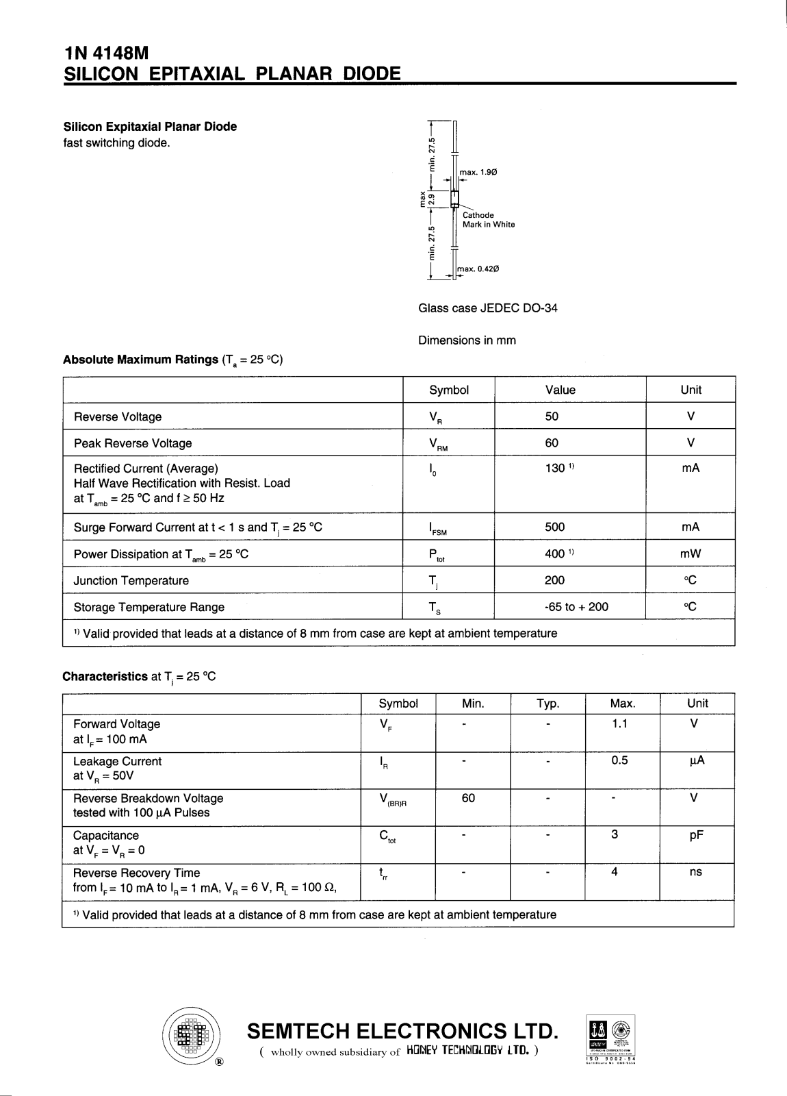 HONEY 1N4148M Datasheet