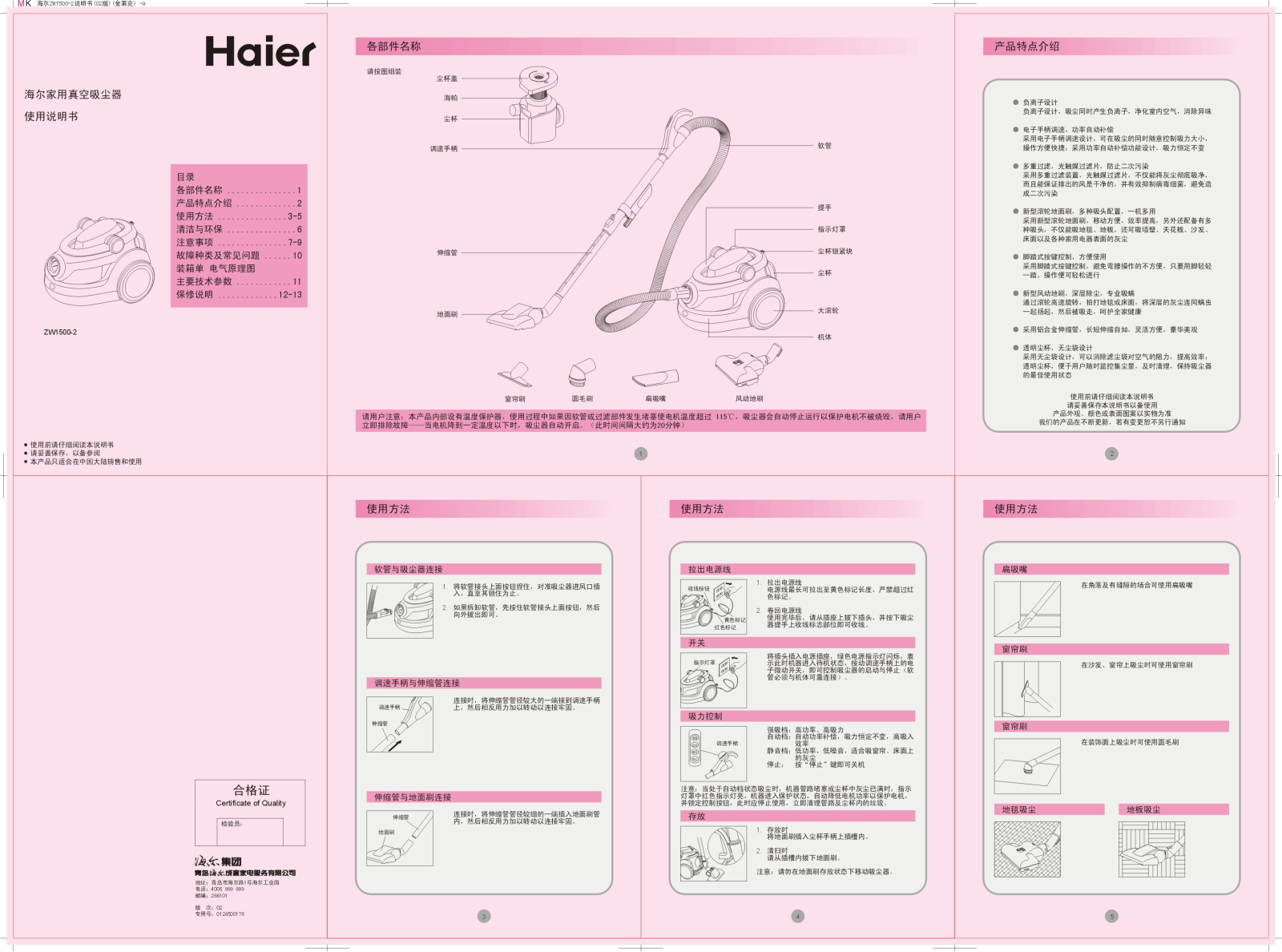 Haier ZW1500-2 User Manual