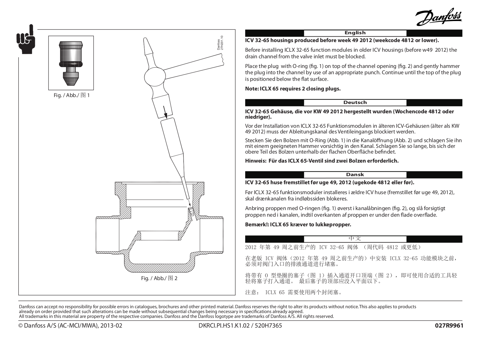 Danfoss ICV 32-65 Installation guide