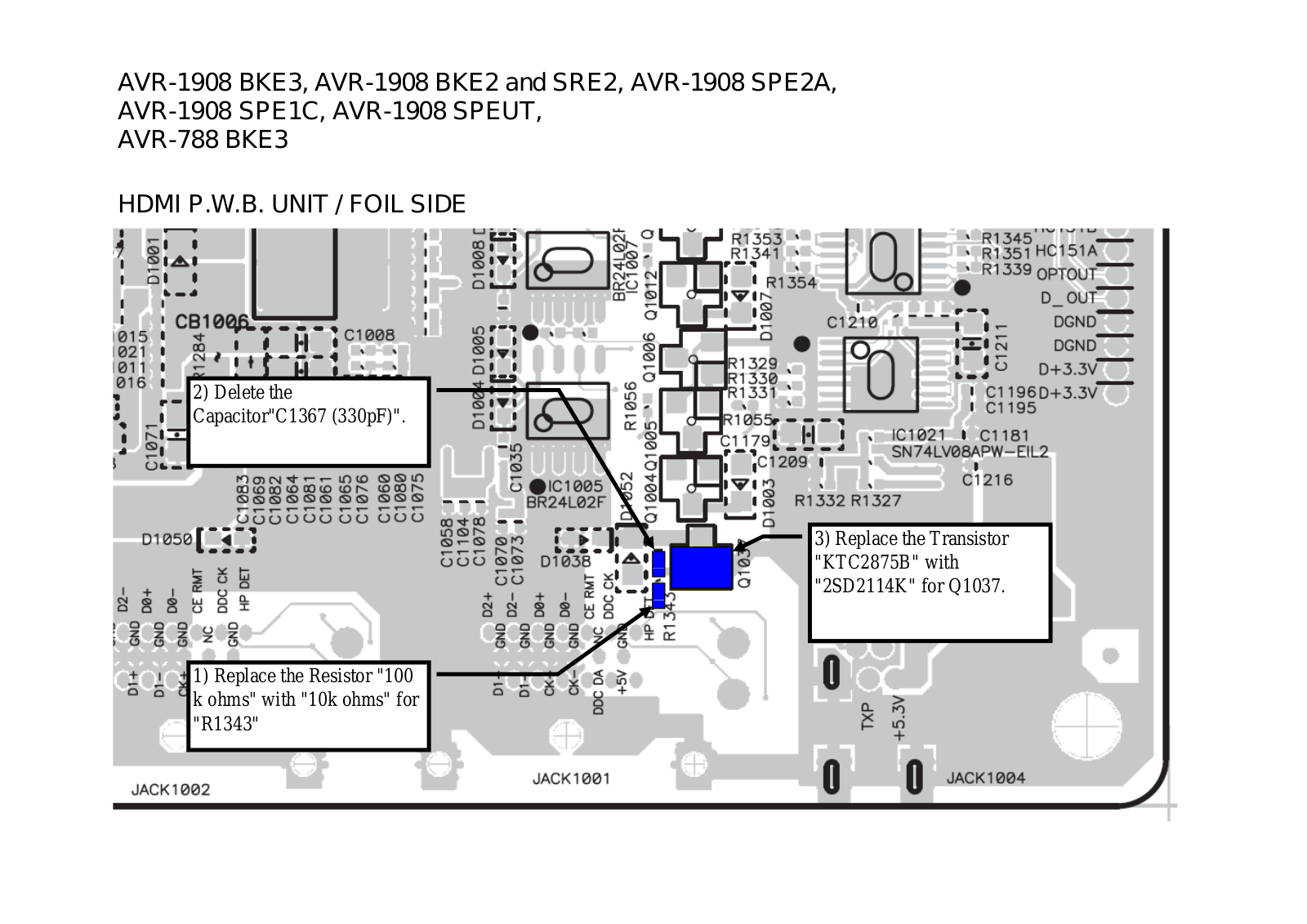 Denon AVR-1908 Service Bulletin