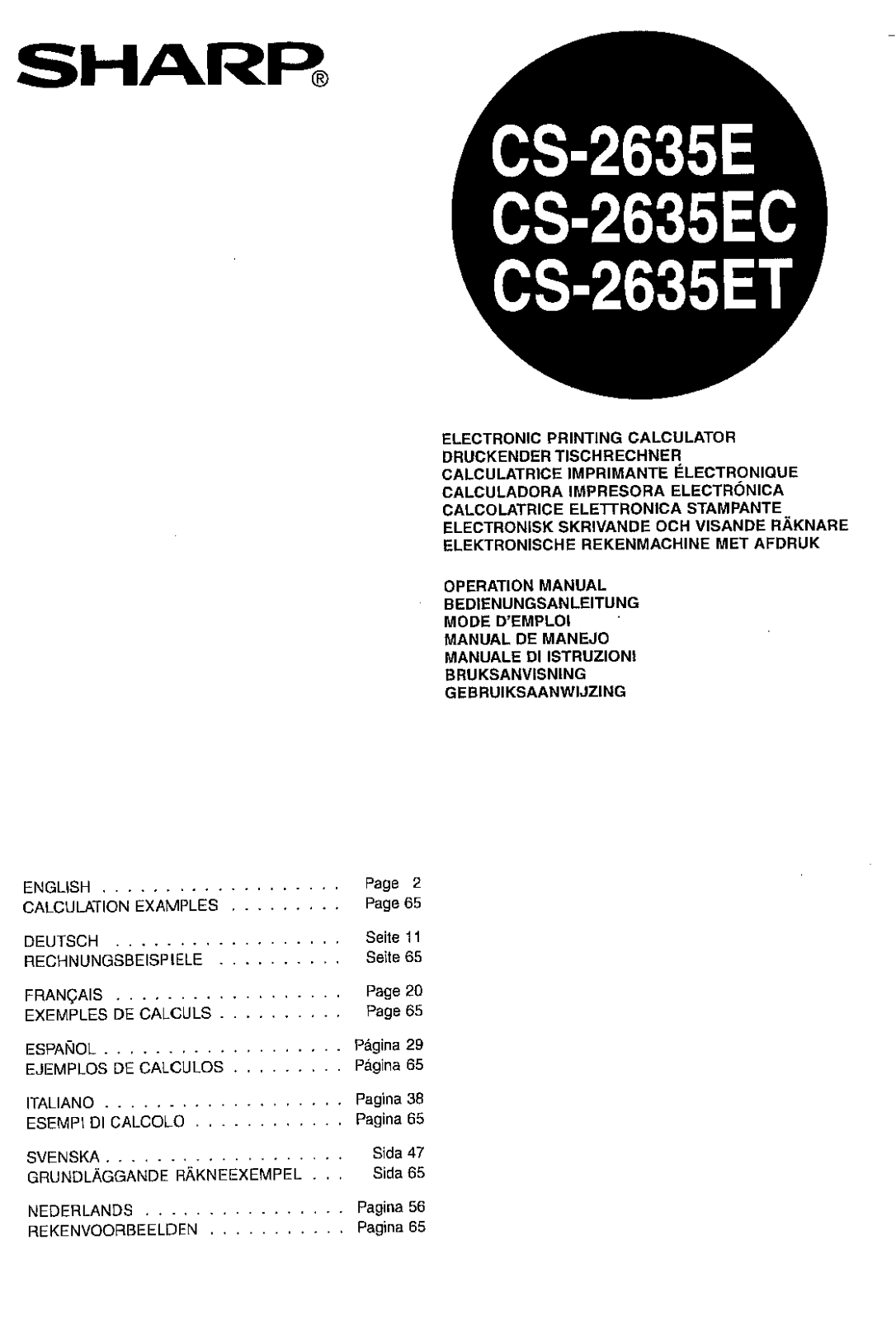 Sharp CS-2635E, CS-2635ET, CS-2635EC User Manual