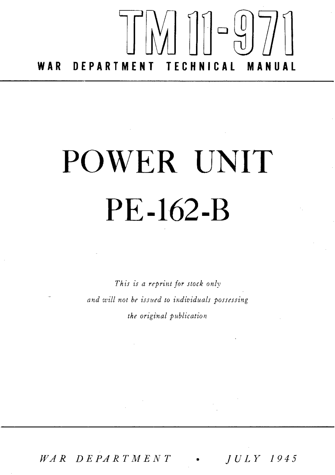 Military Surplus Accessories PE-162B_engine_generator Service guide