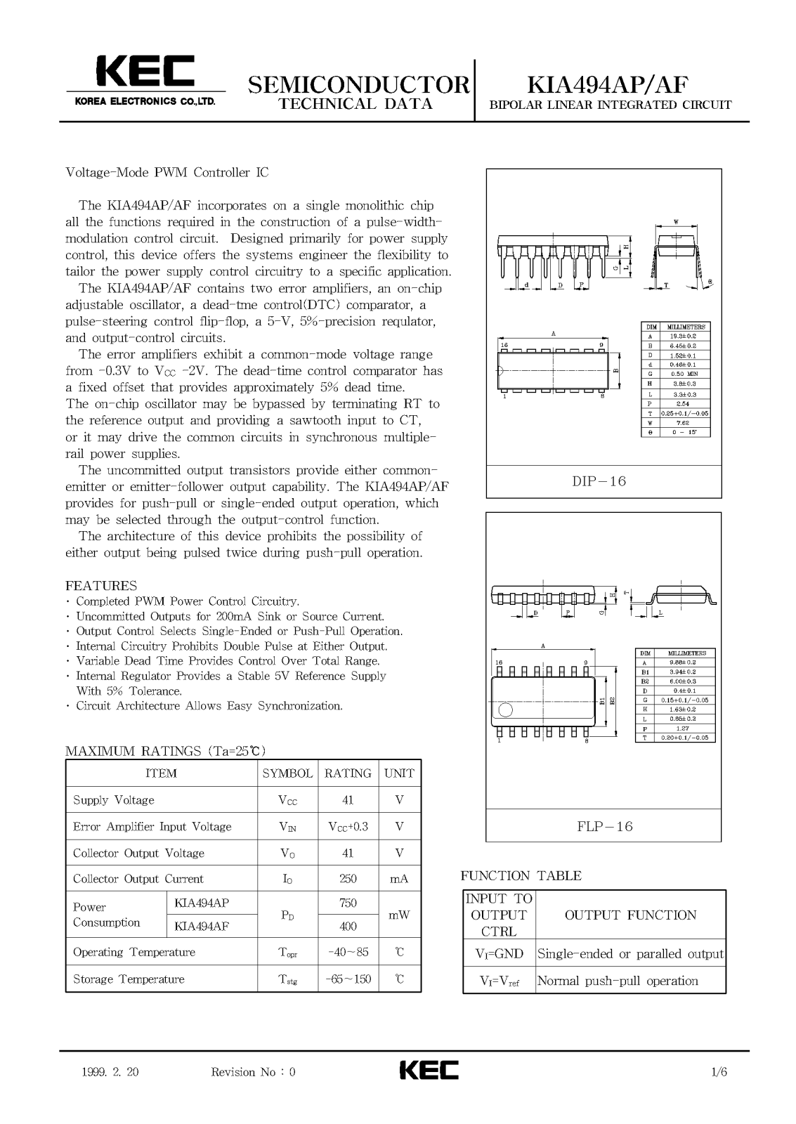 KEC KIA494AF, KIA494AP Datasheet