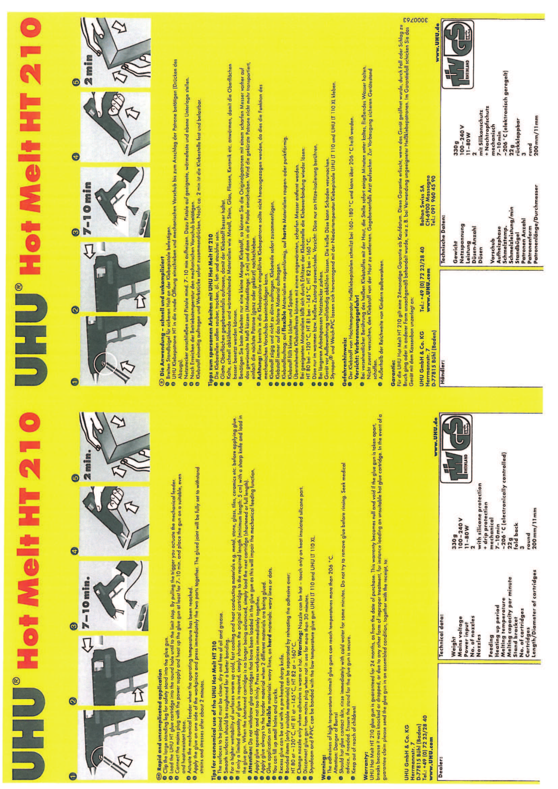 UHU Hot Melt HT 210 User manual