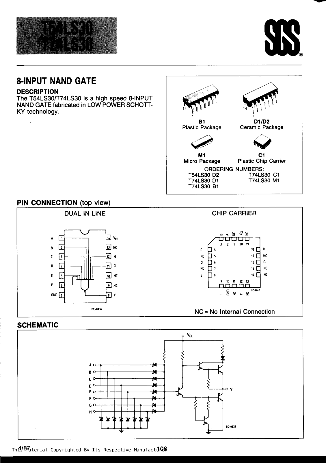 Datasheet T74LS30B1 Specification - ManualMachine.com