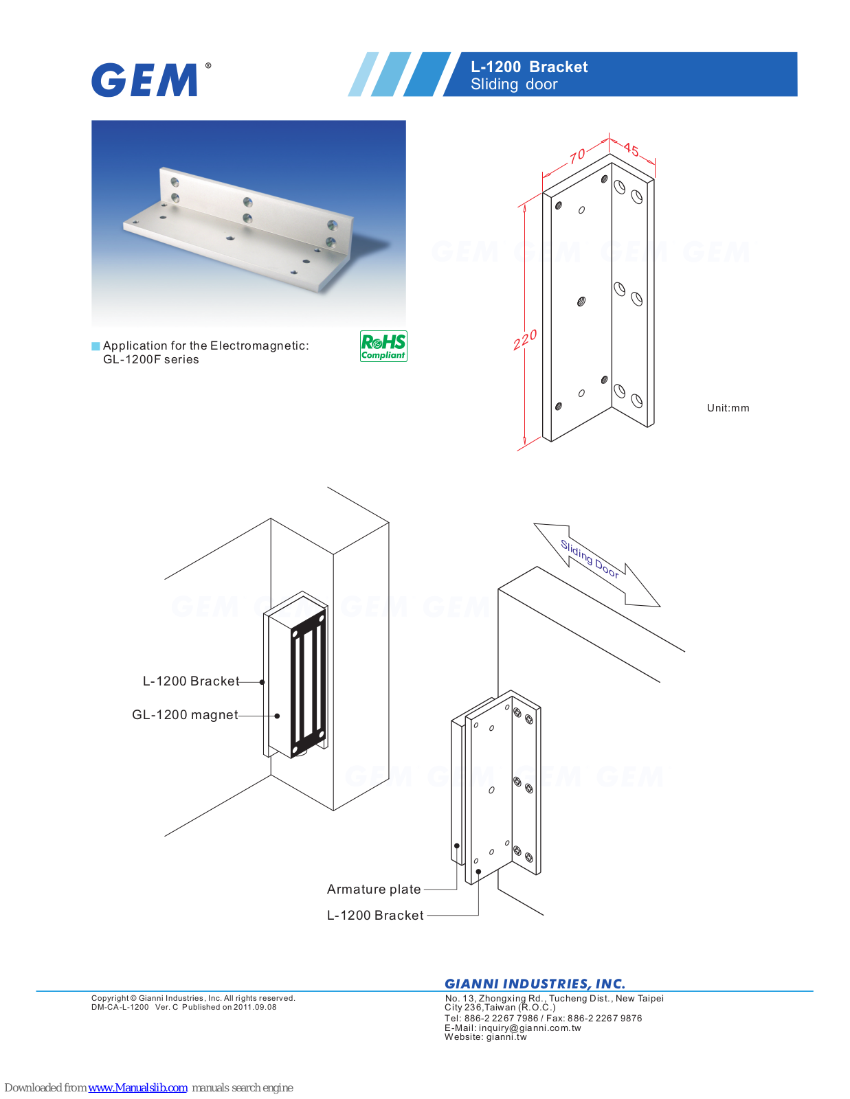 GEM L-1200 Specification Sheet - ManualMachine.com