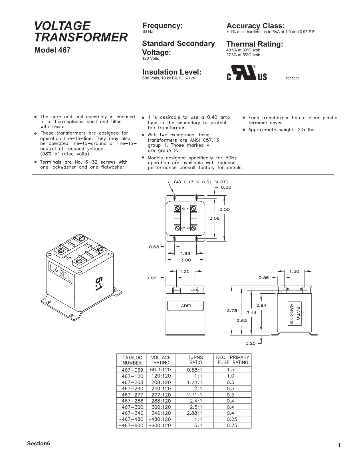 Crompton Instruments 467 Data Sheet