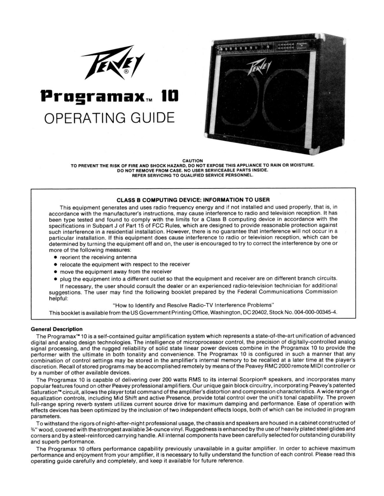 Peavey Programax 10 User Manual