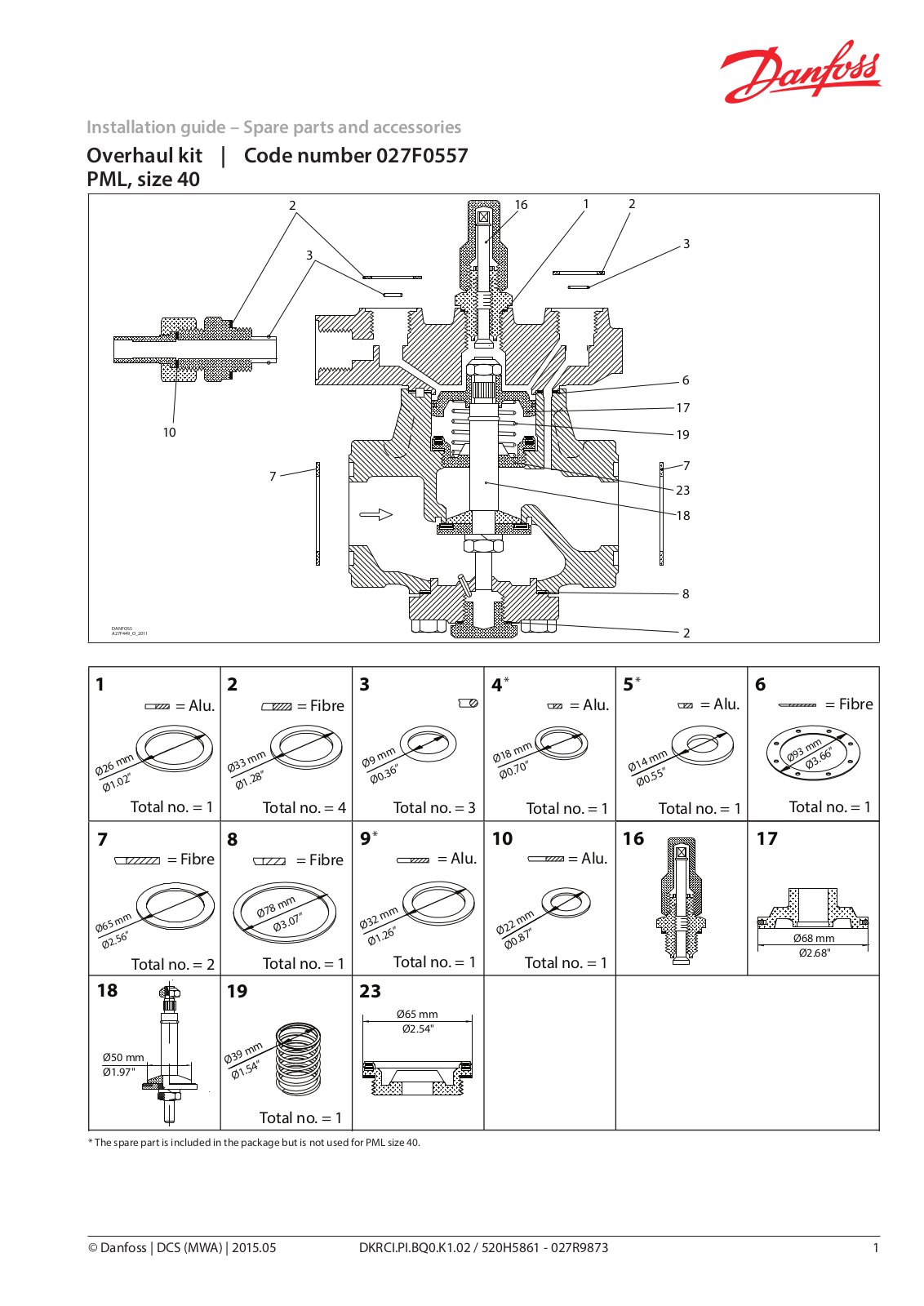 Danfoss PML 40 Installation guide