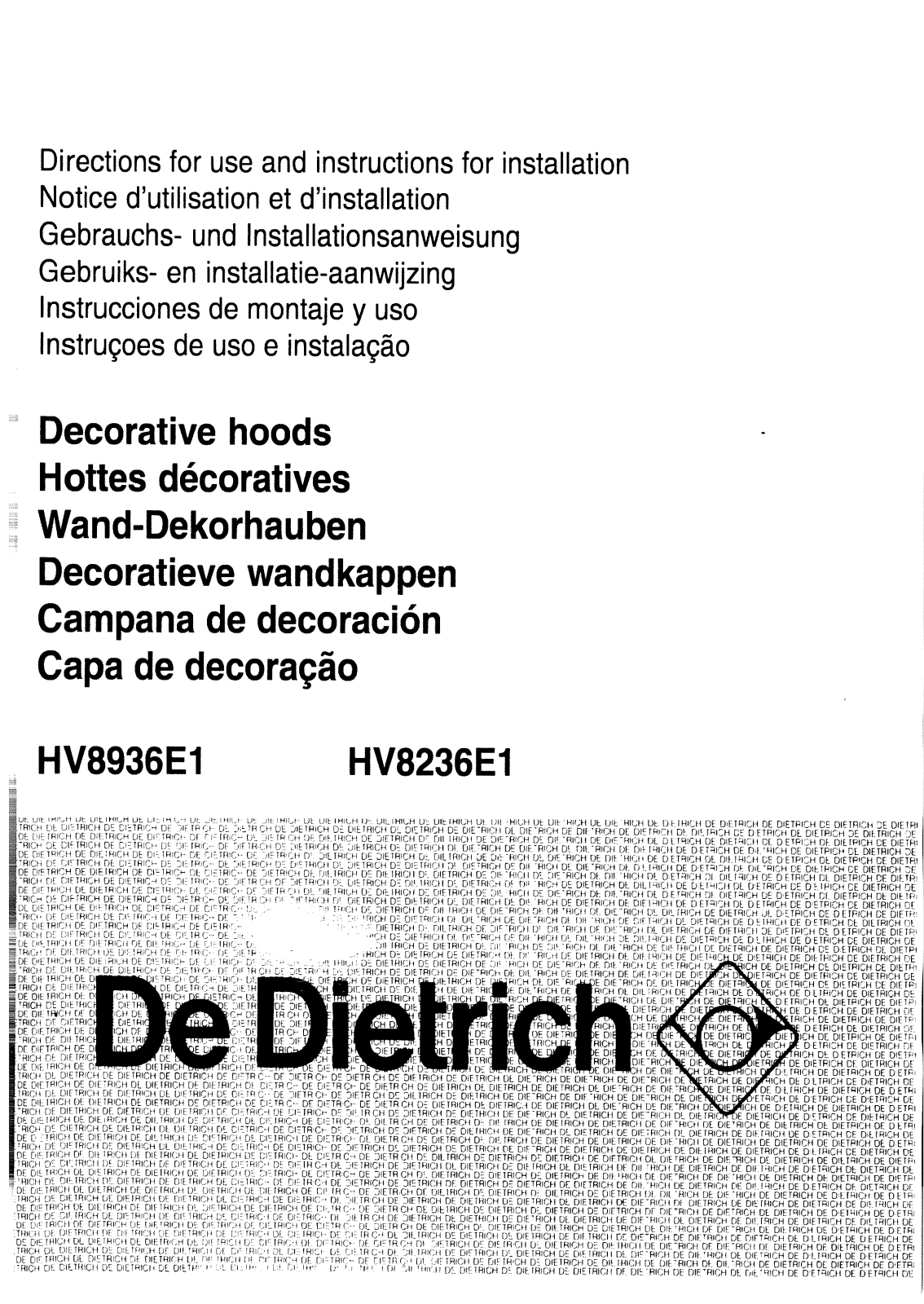 De dietrich HV8936E1, HV8236E1 User Manual