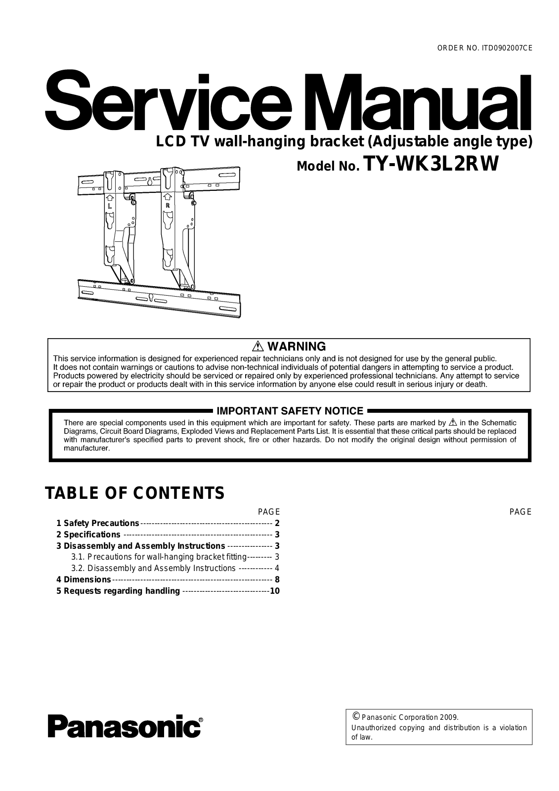 Panasonic TY-WK3L2RW Service Manual