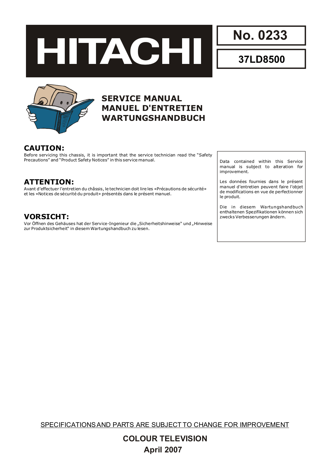 Hitachi 37LD8500 Schematic