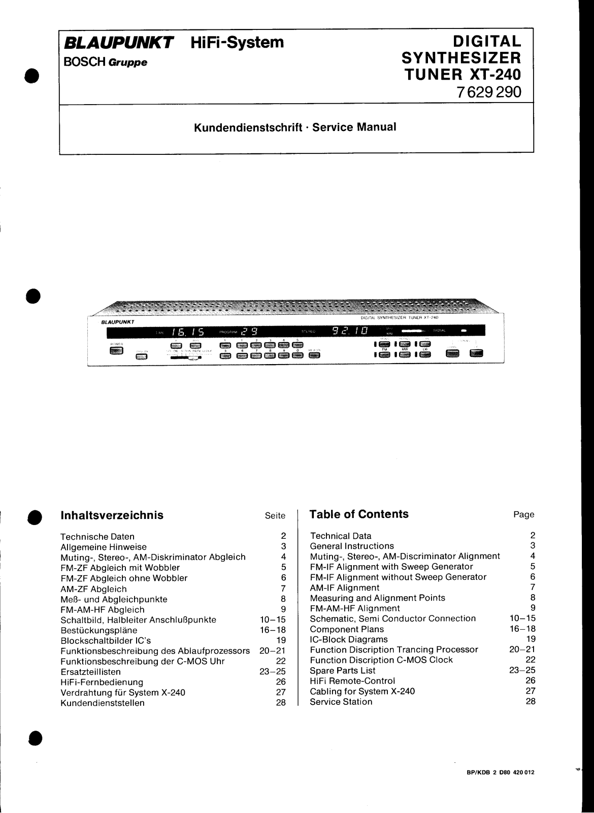 Blaupunkt XT-240 Service manual