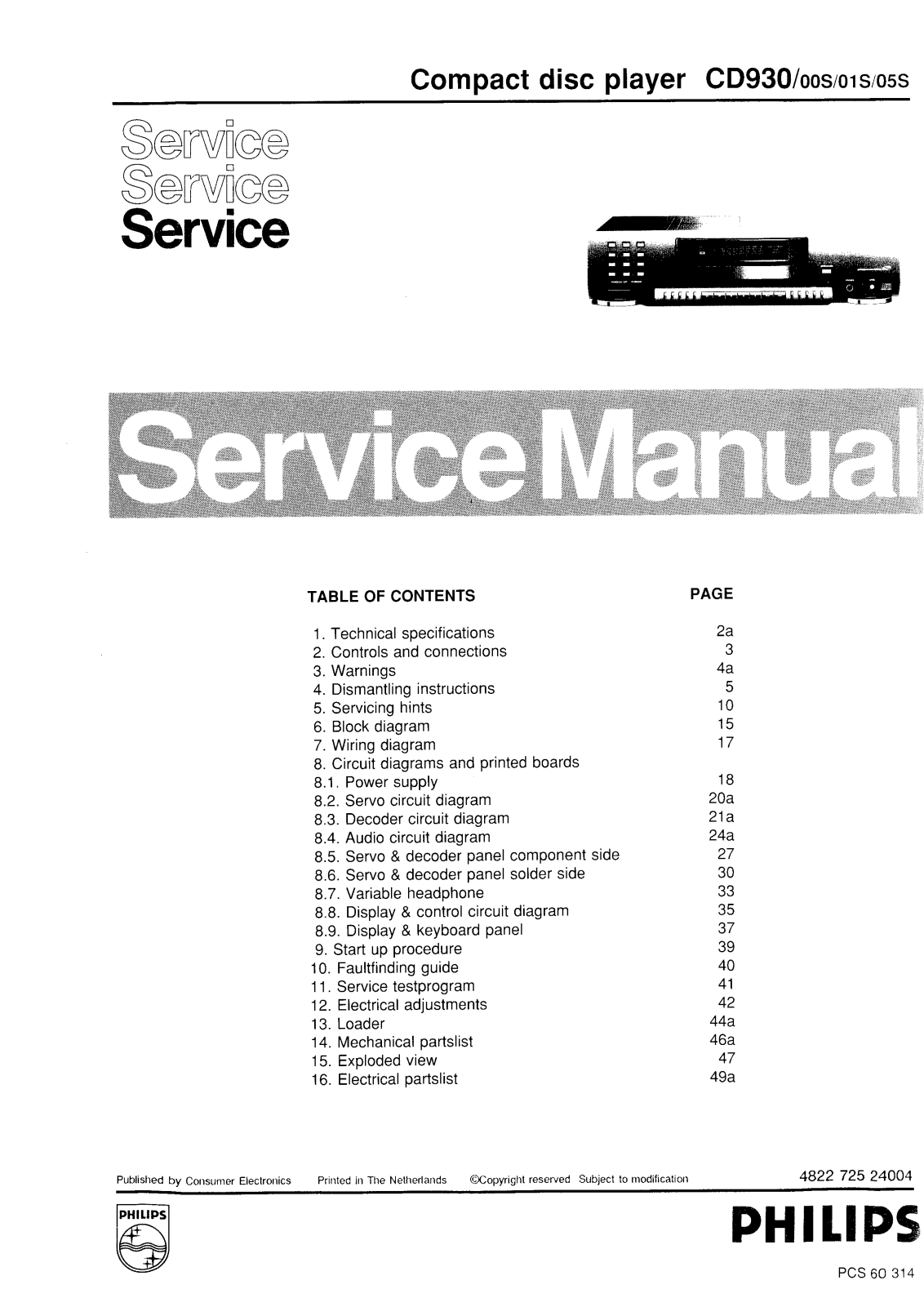 Philips CD-930 Service manual