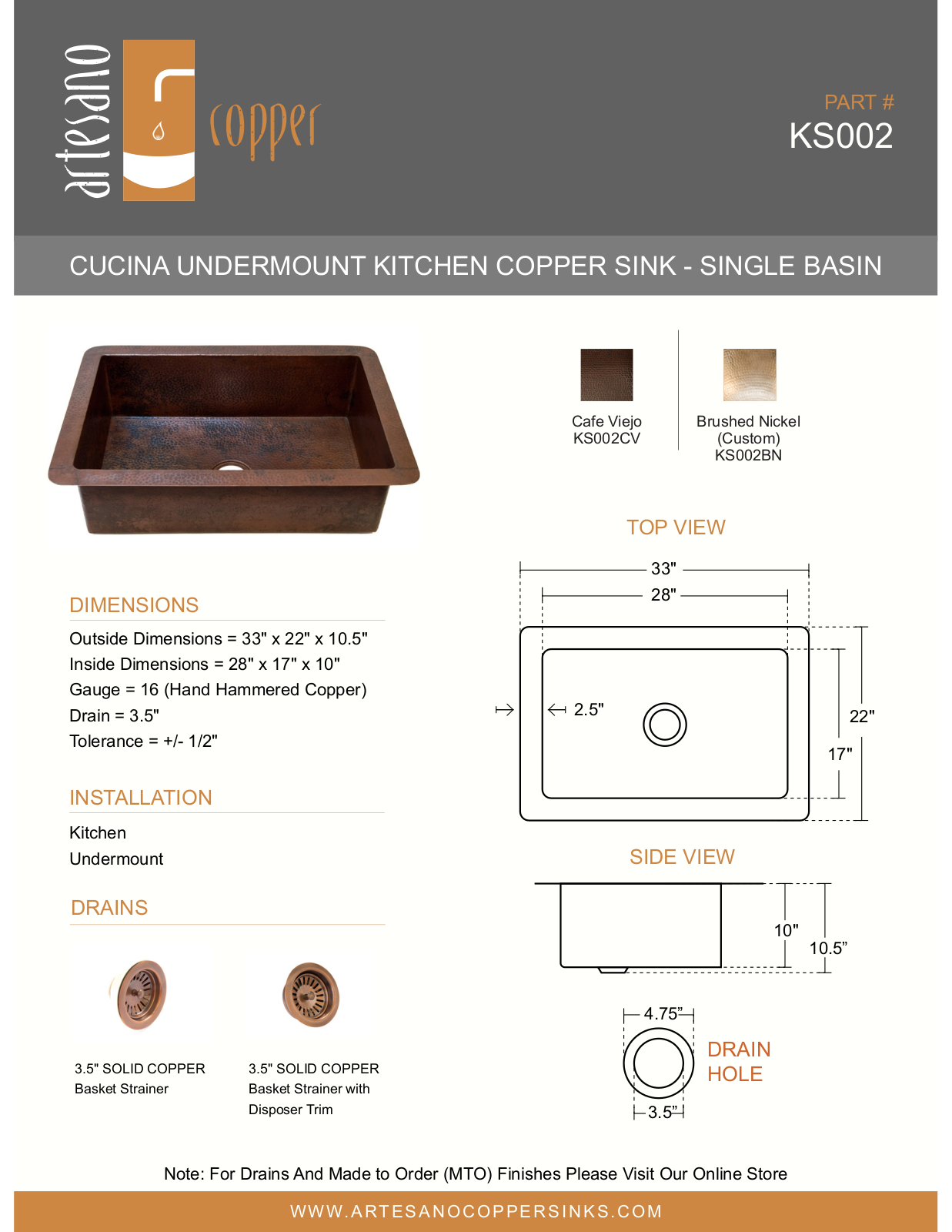 Artesano Design YIPT1138 Specifications - ManualMachine.com