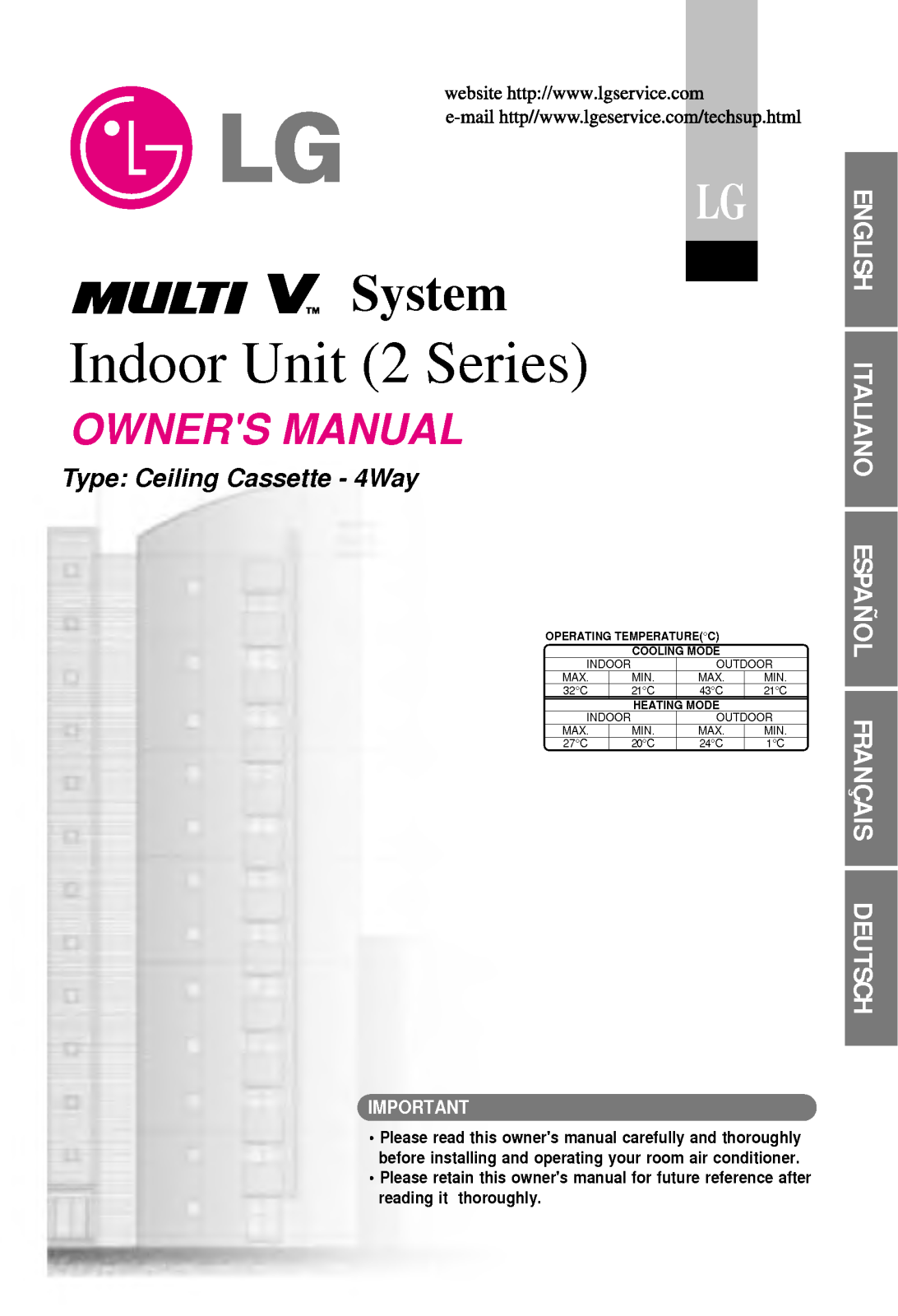 LG ARNU24GTPA2, ARNU36GTNA2, ARNU28GTPA2, ARNU18GTEA2, ARNU28GTPC2 User Manual