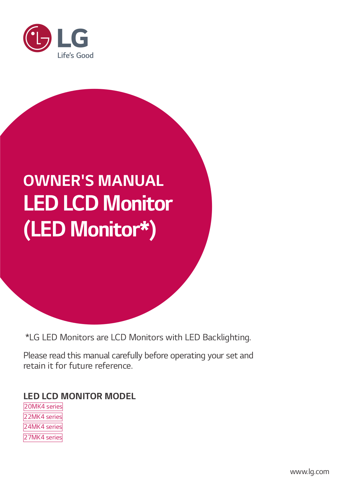 LG 20MK400H-B Owner’s Manual