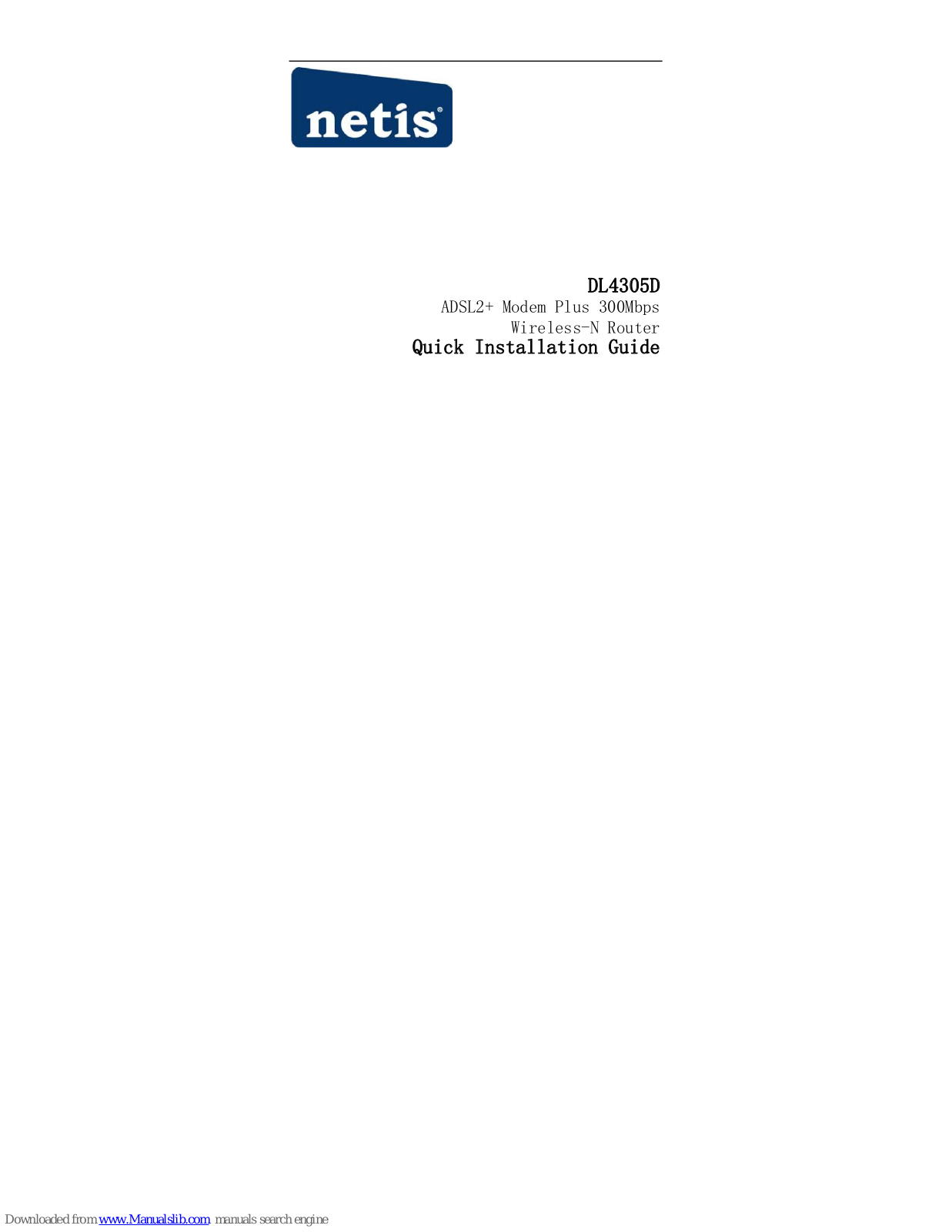 Netis DL4305D Quick Installation Manual - ManualMachine.com