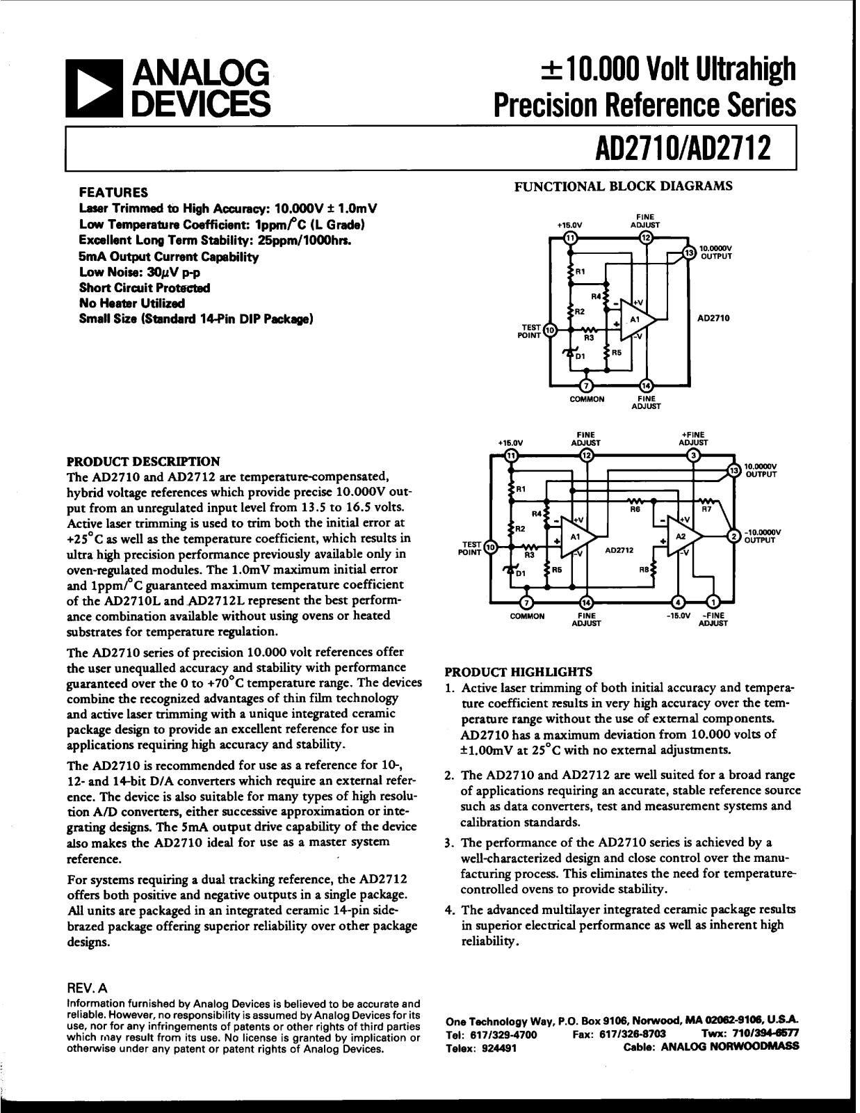 Analog Devices AD2712 Datasheet