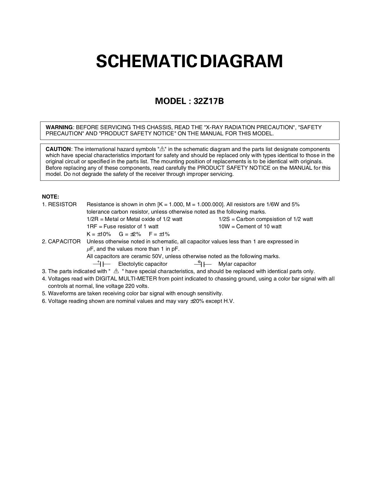 TOSHIBA 32Z17B schematic