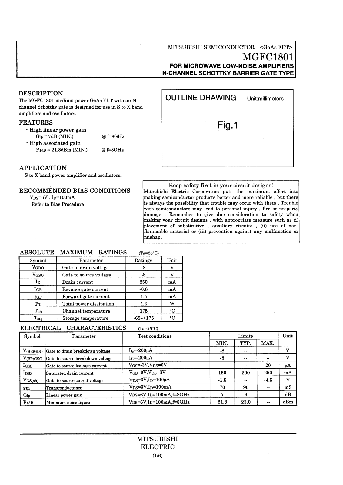 Mitsubishi Electric Corporation Semiconductor Group GFC1801 Datasheet