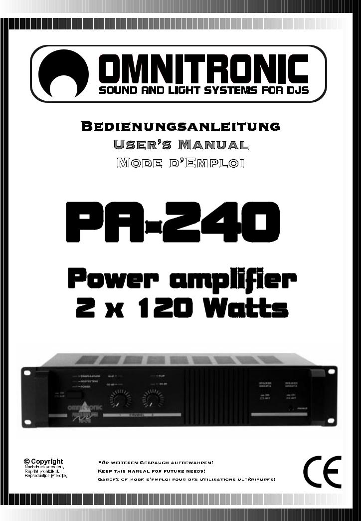 OMNITRONIC PA-240 User Manual