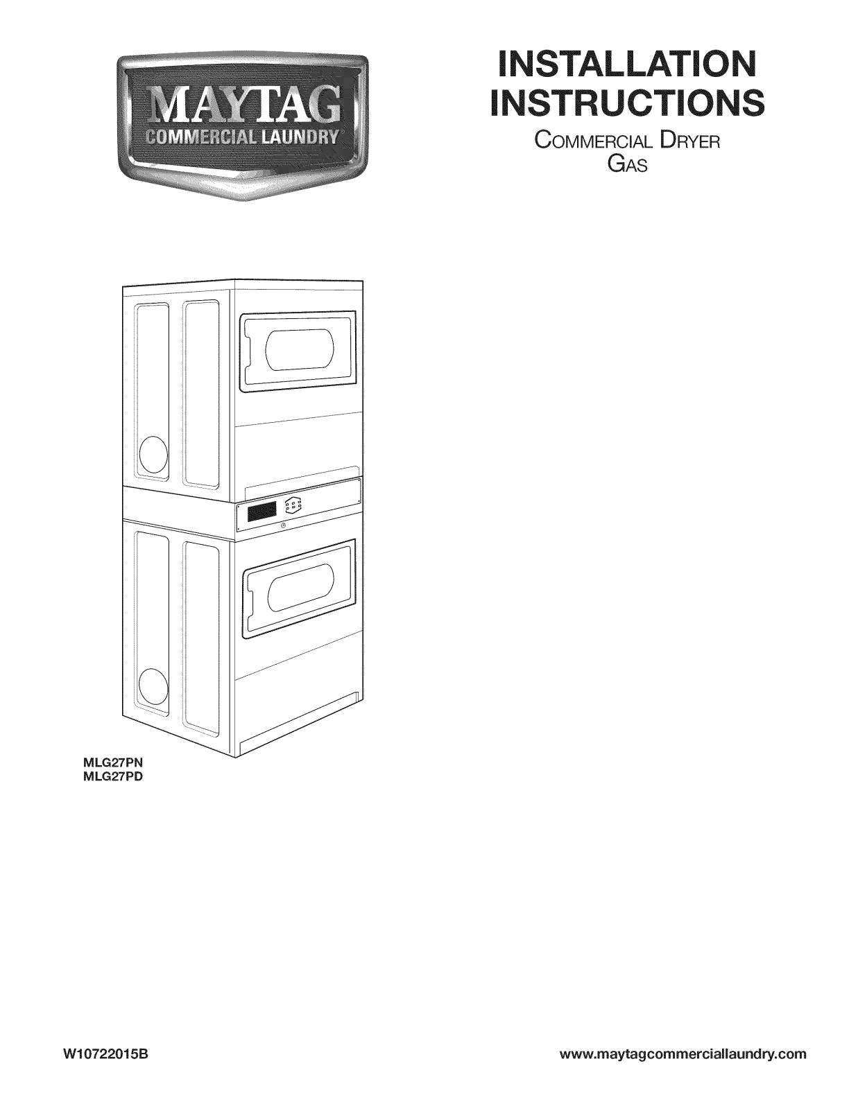 Maytag MLG27PNBGW1, MLG27PDBGW1 Installation Guide