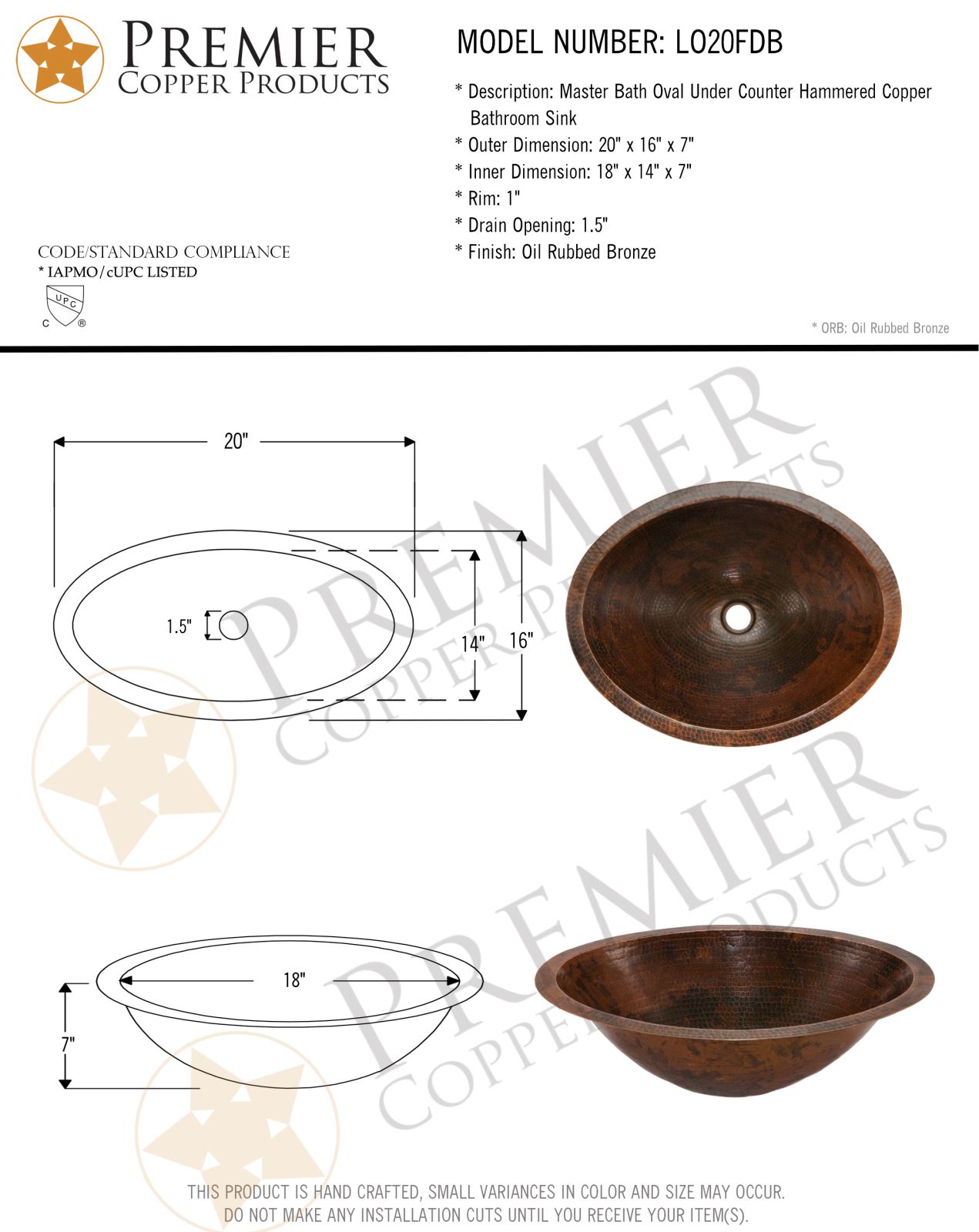 Premier Copper Products IER1015 Specifications - ManualMachine.com