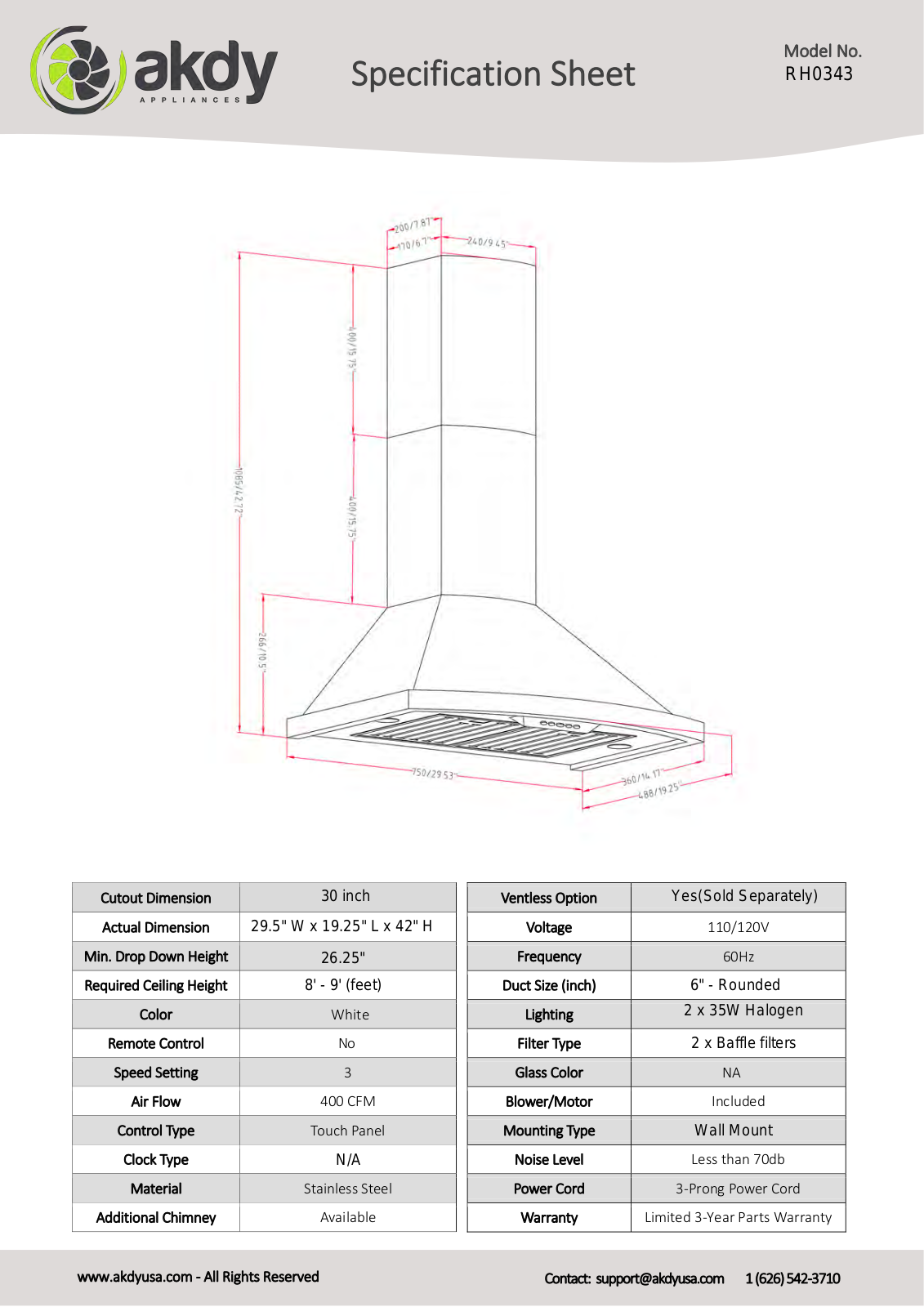 AKDY RH0344 Specifications