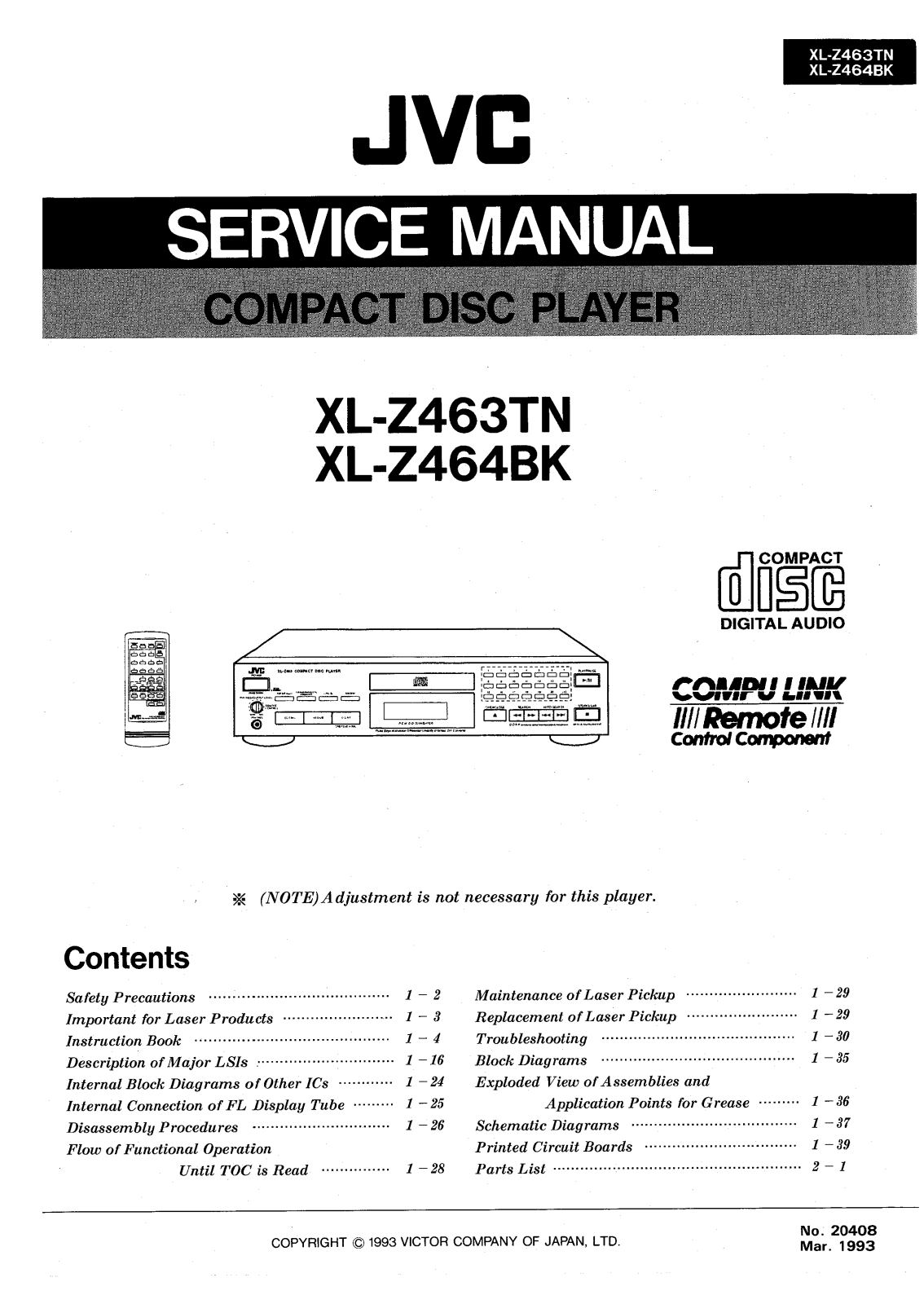 JVC XLZ463TN, XLZ464BK Schematic