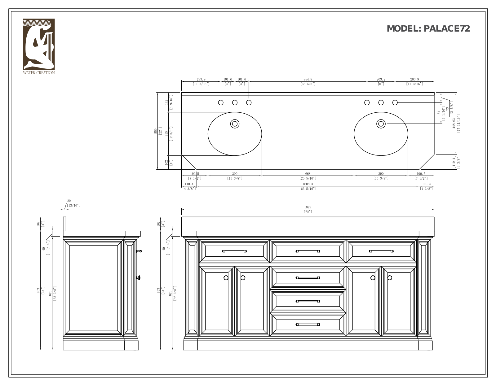 Water Creation PA72D0513PW, PA72C0512CG, PA72A0100CG, PA72A0600CG, PA72A0600PW Specifications