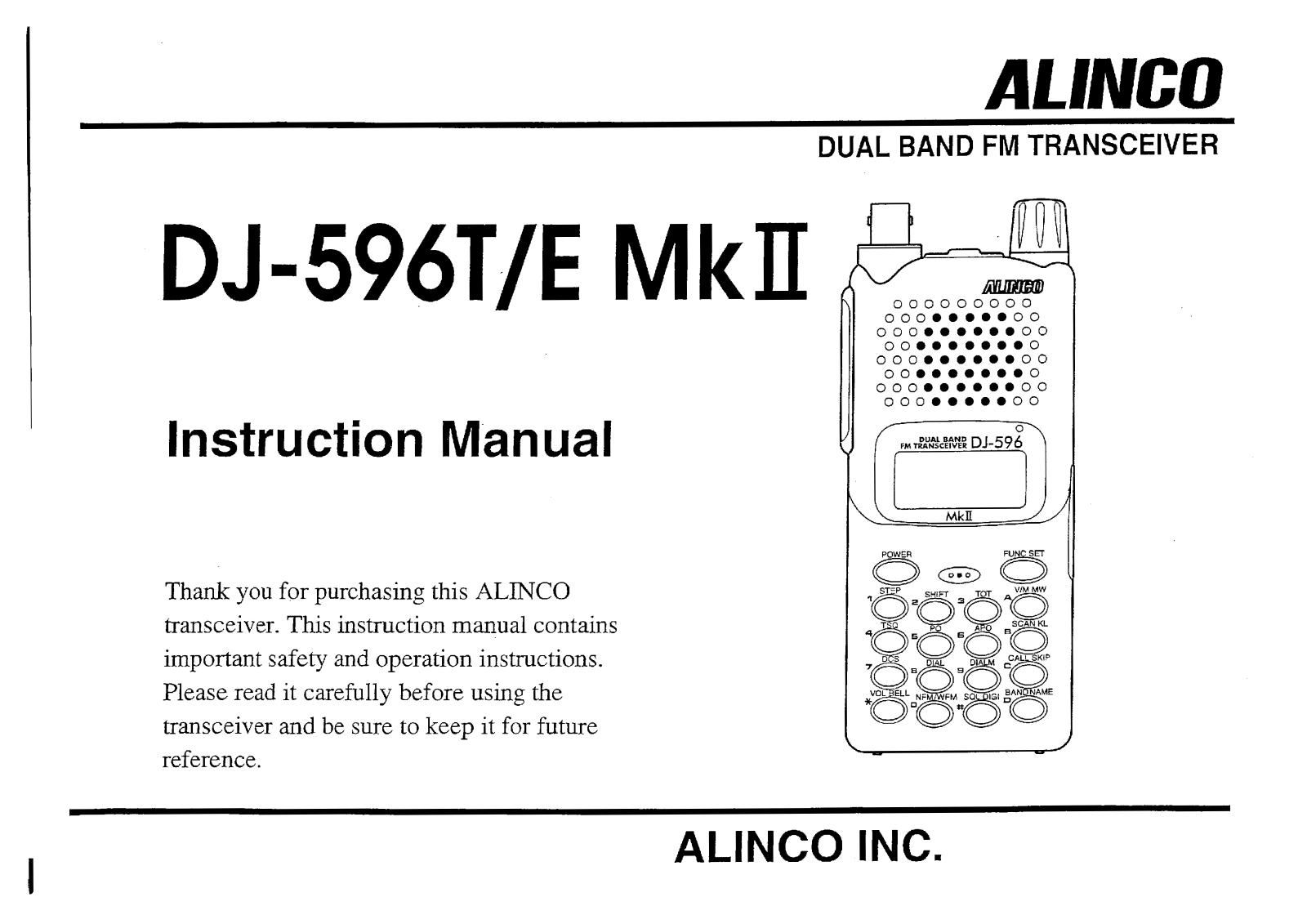 Alinco DJ-596T MK II Instruction Manual