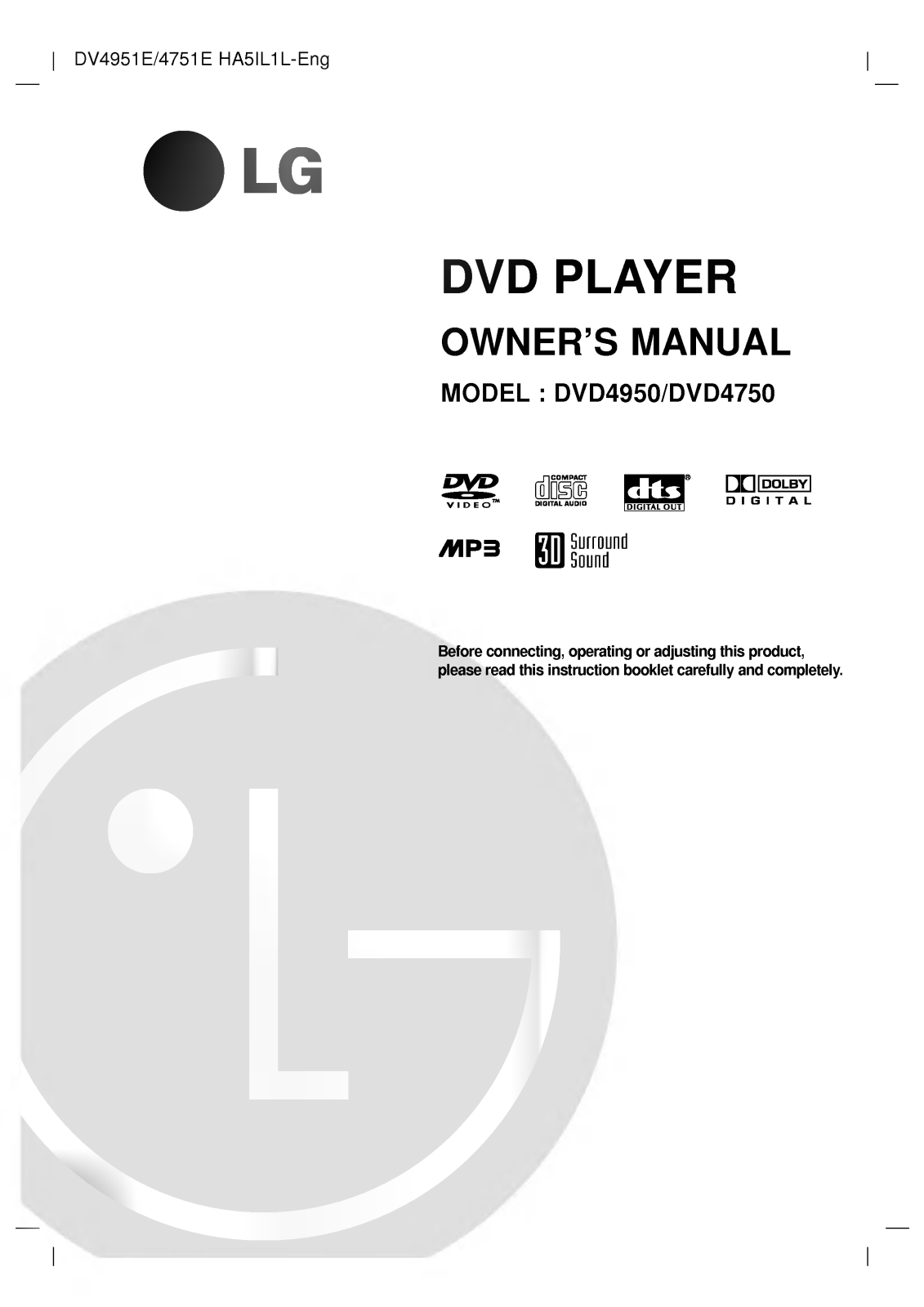 LG DV4751E User Manual