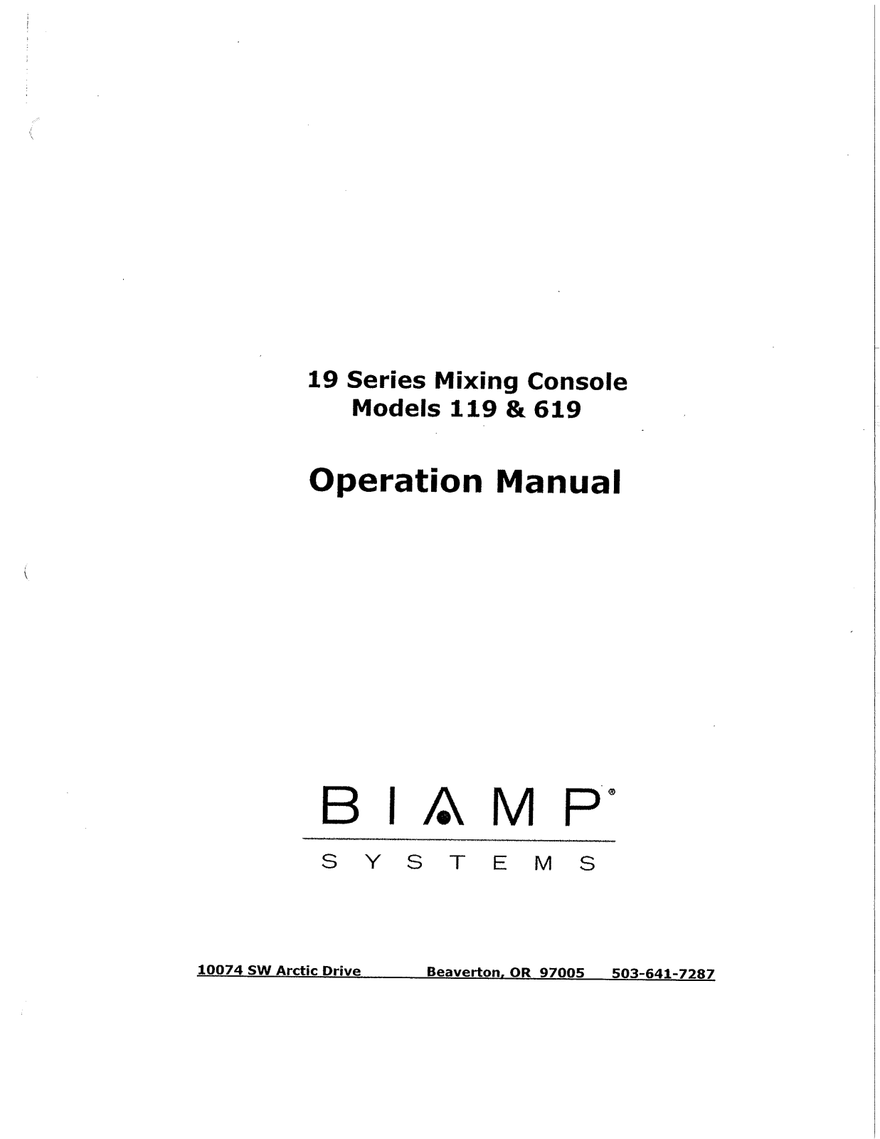 Biamp 619, 119 User Manual