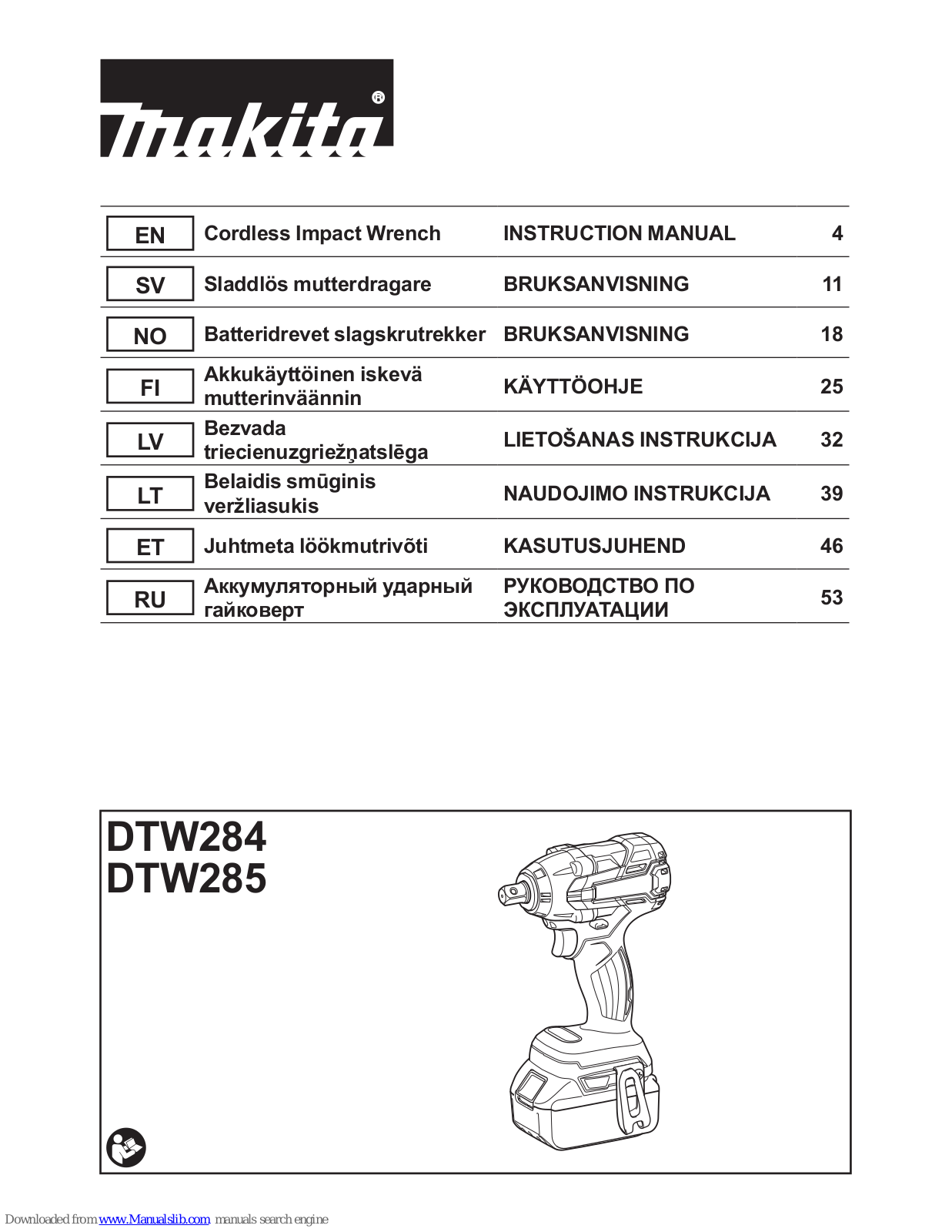 Makita DTW284, DTW285 Instruction Manual