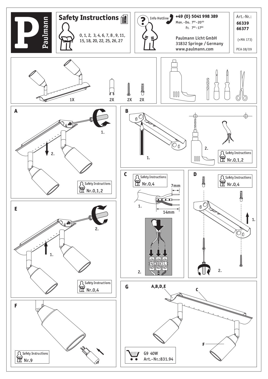 Paulmann 66339, 66377 Safety instructions - ManualMachine.com