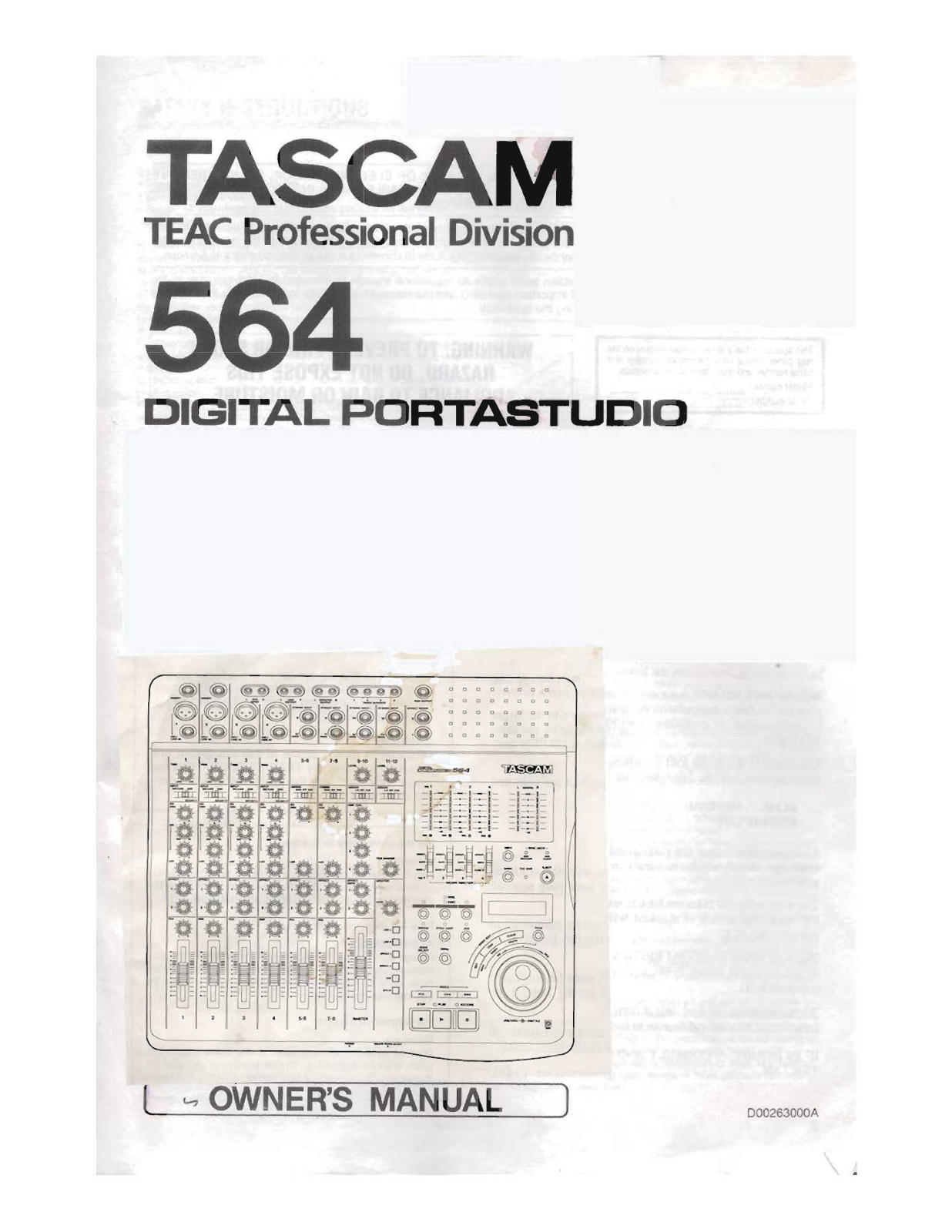 Tascam 564 Owners Manual