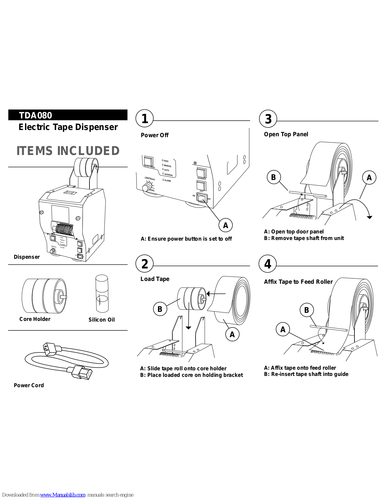 TAPE DISPENSER TDA080 Quick Start Manual - ManualMachine.com