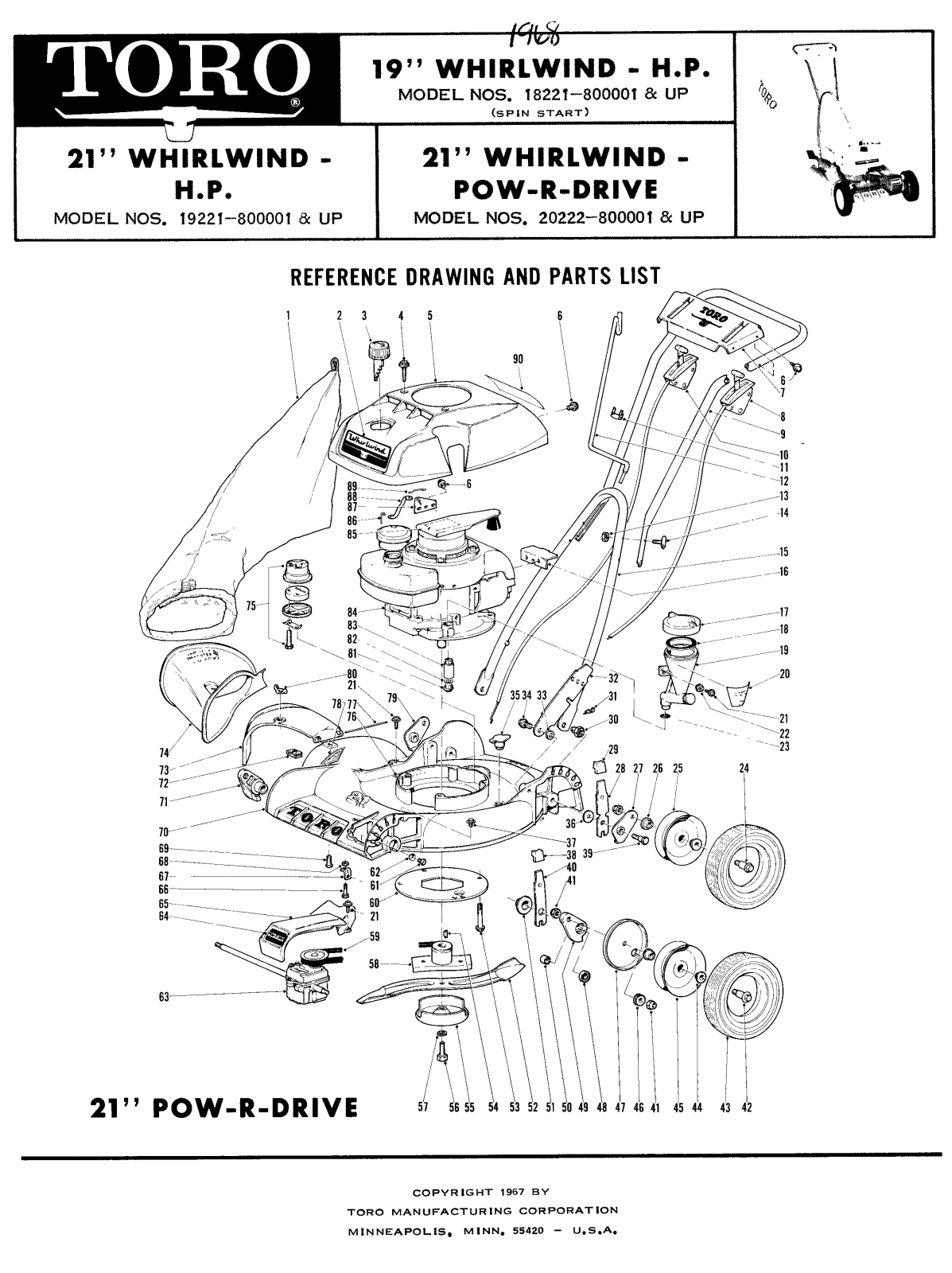 Toro 18221, 19221, 20222 Parts Catalogue