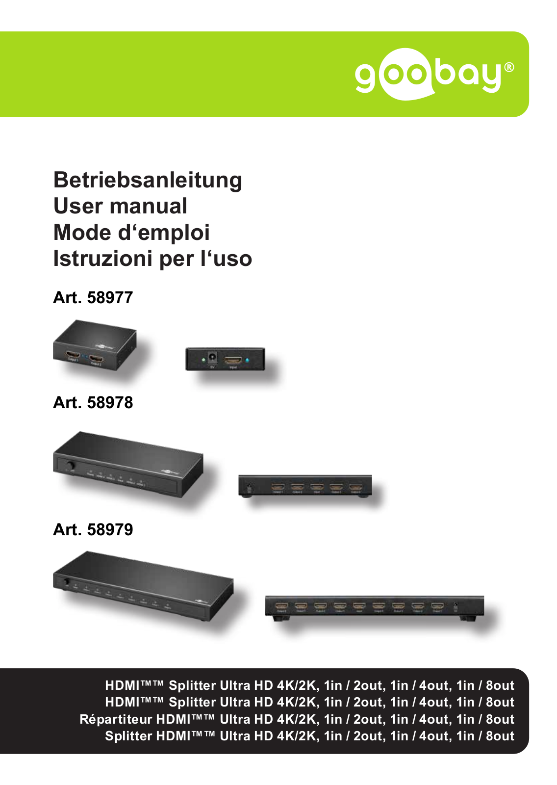 Goobay 58977, 58979, 58978 User Manual