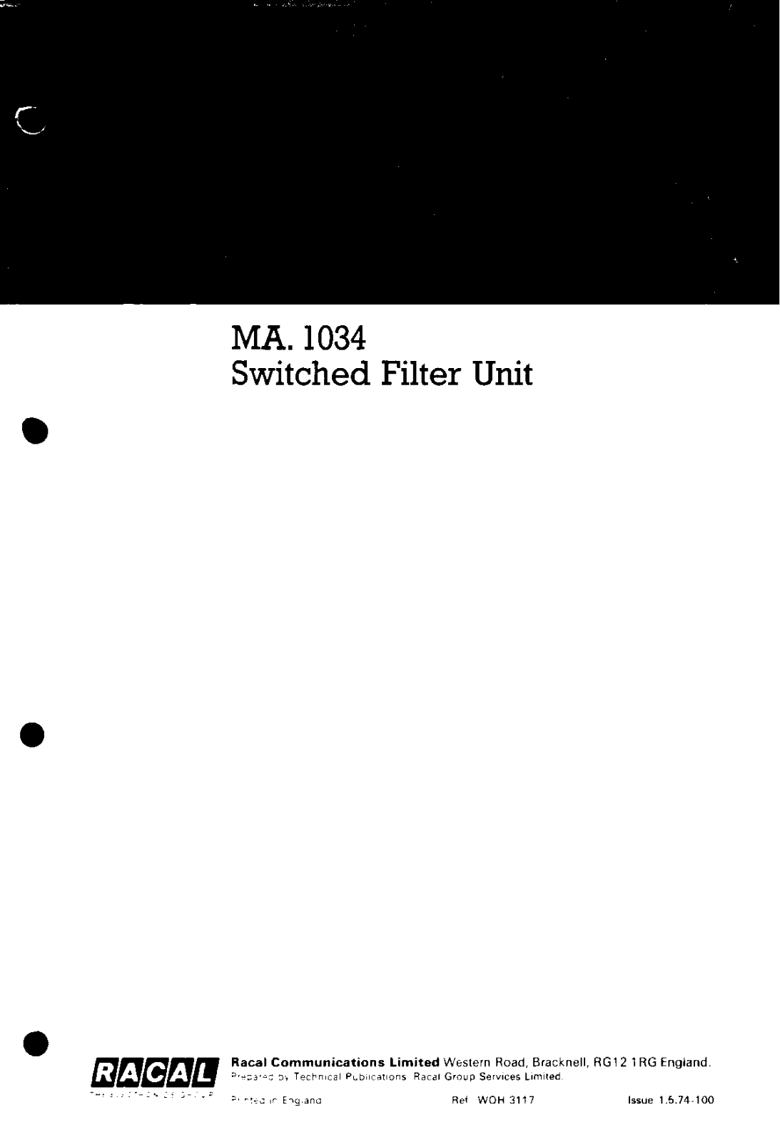 Racal ma1034 User Manual