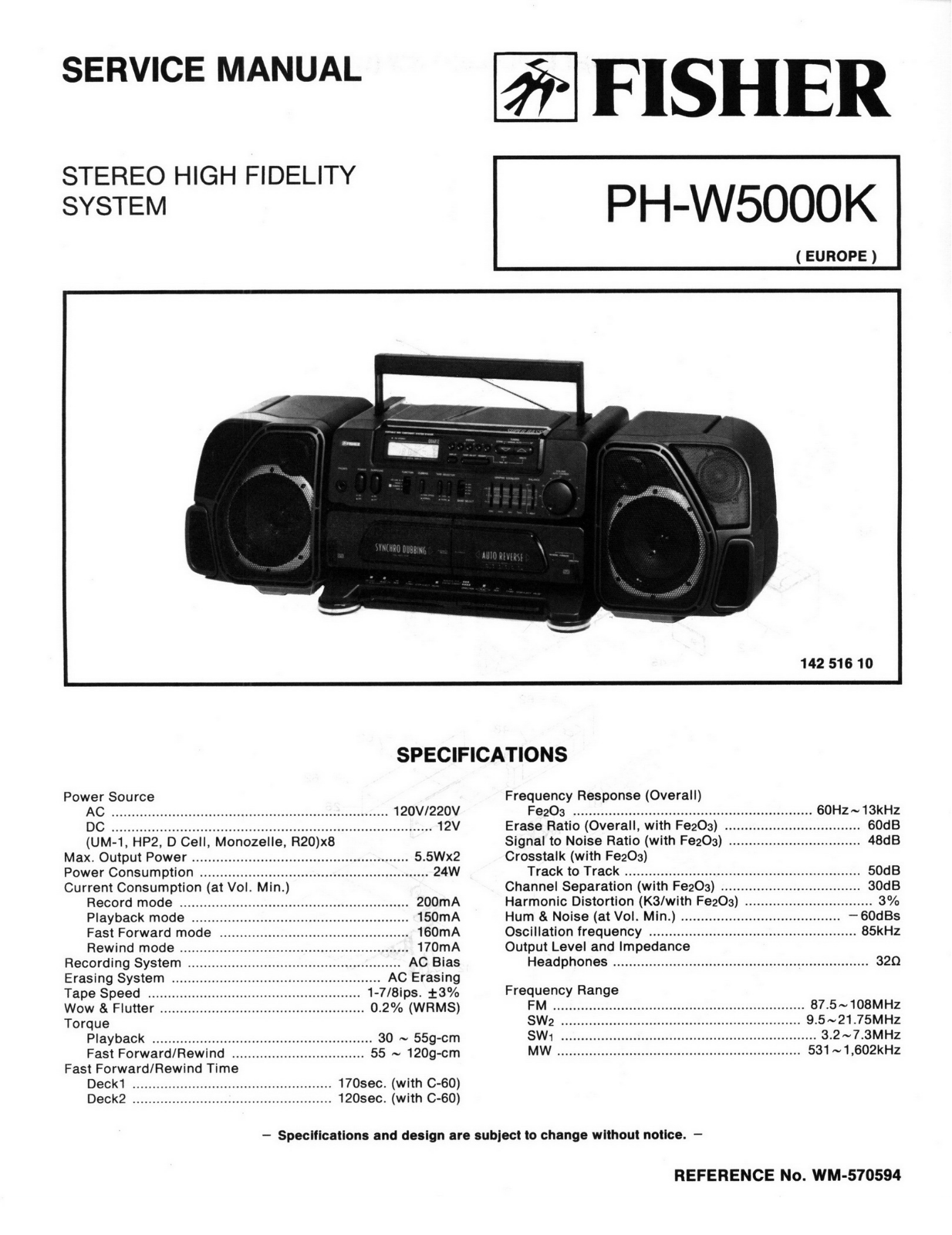 Fisher Radio PHW5000K Schematic - ManualMachine.com