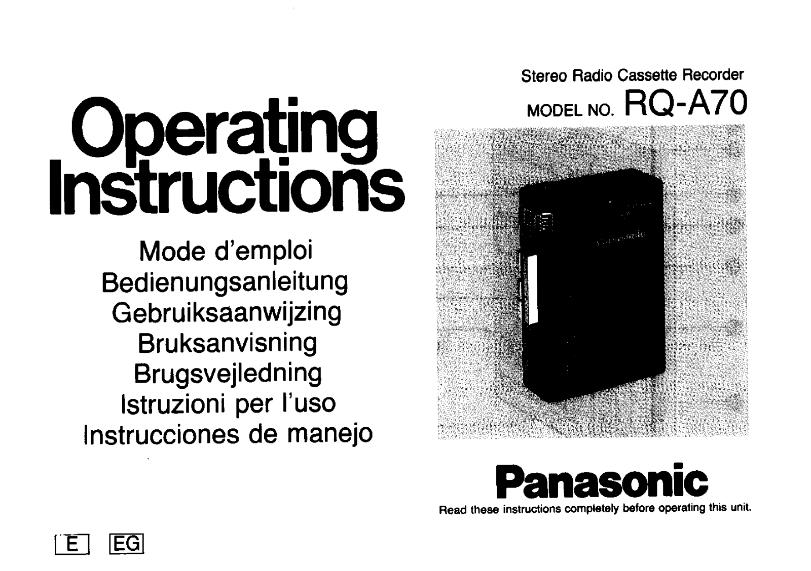 Panasonic RQ-A70 User Manual