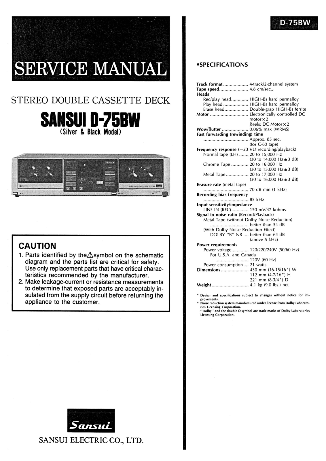 Sansui D-75-BW Service Manual