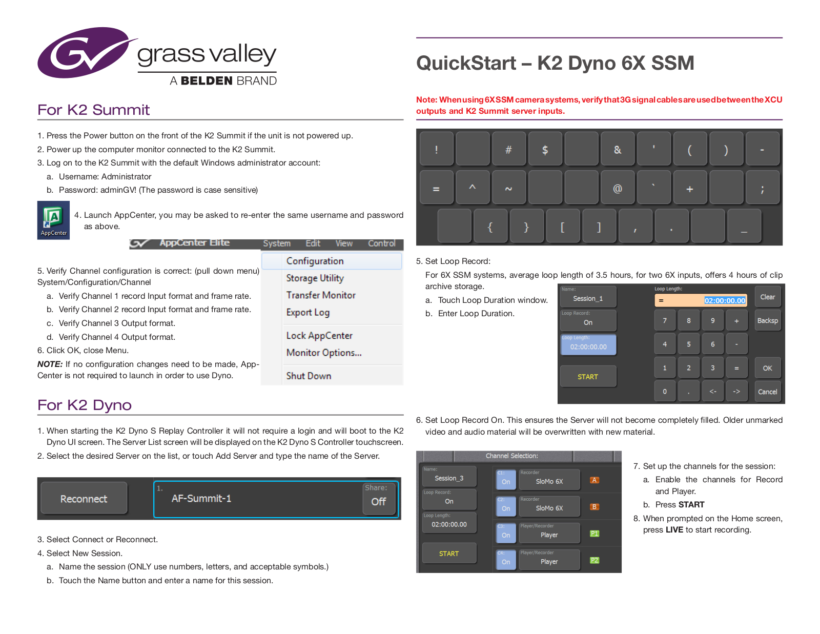 Grass Valley K2 Dyno 6X SSM User Manual