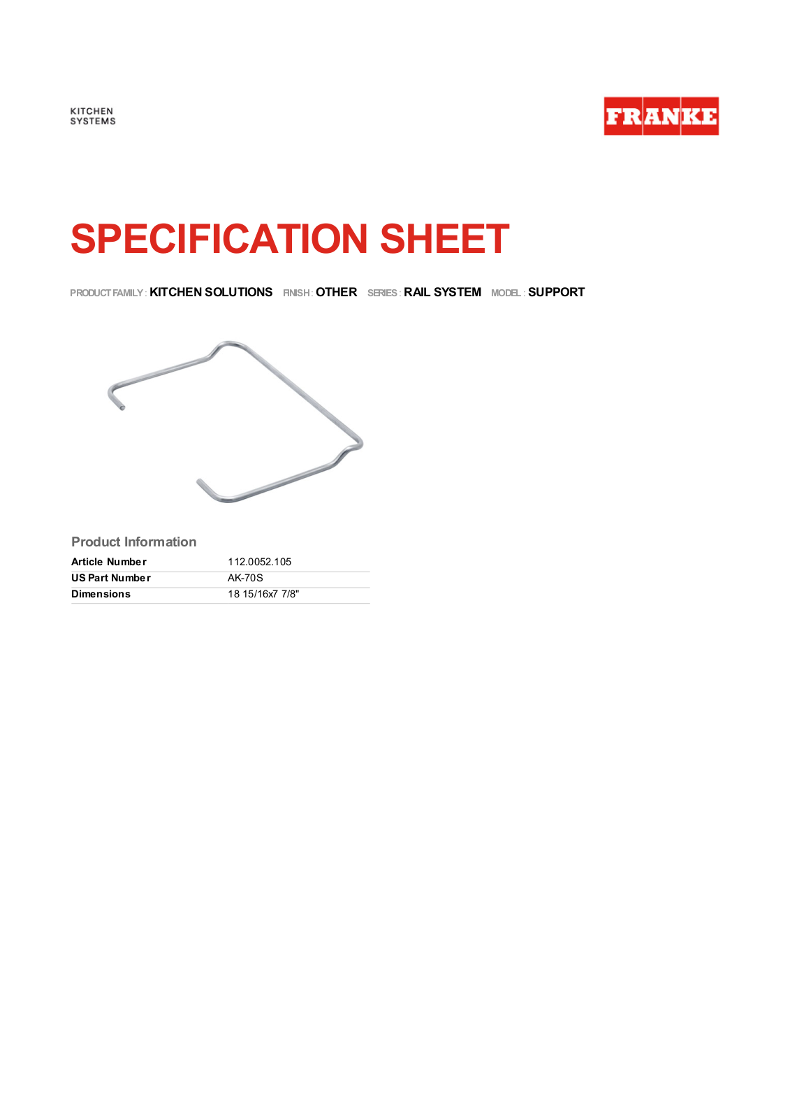 Franke Foodservice SUPPORT User Manual