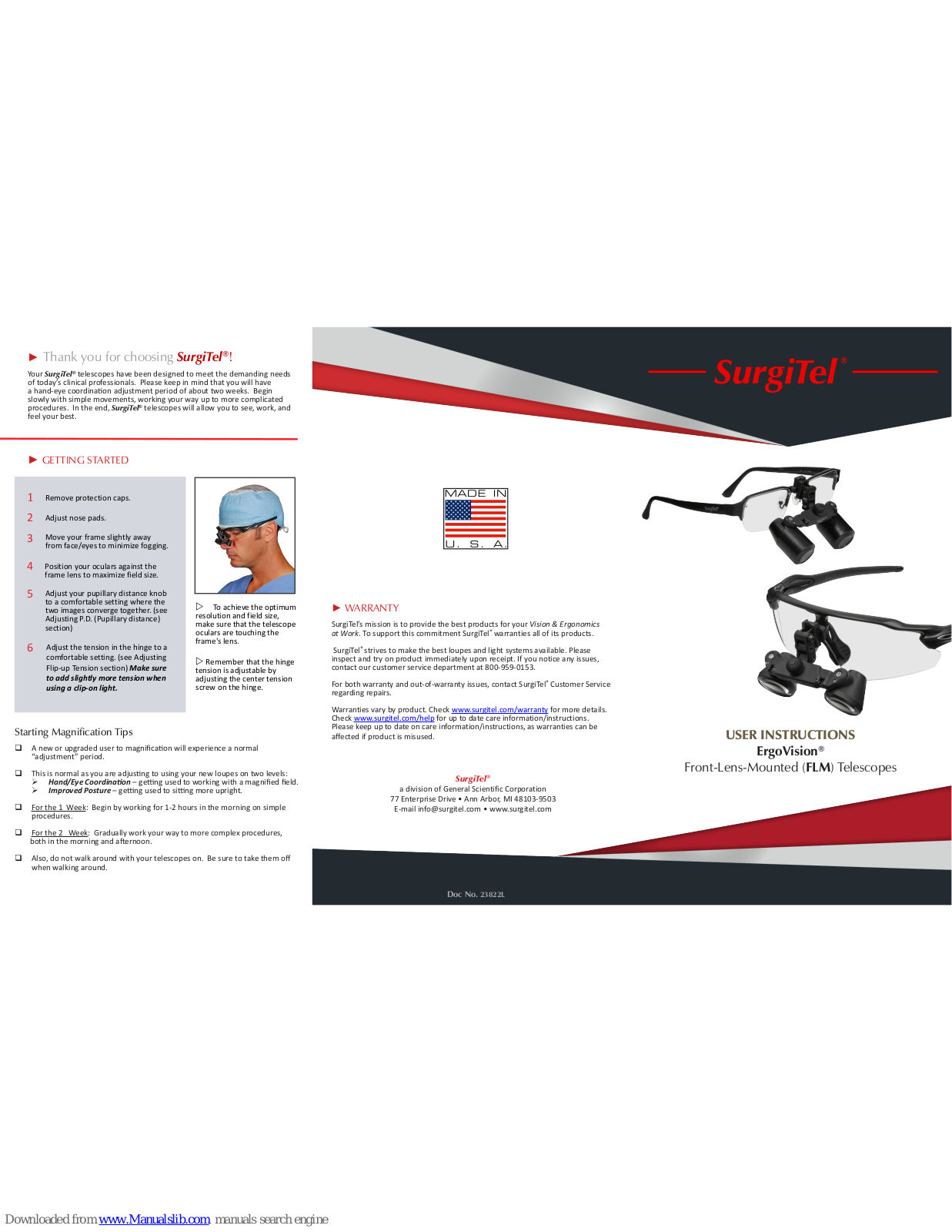 SurgiTel ErgoVision User Instructions