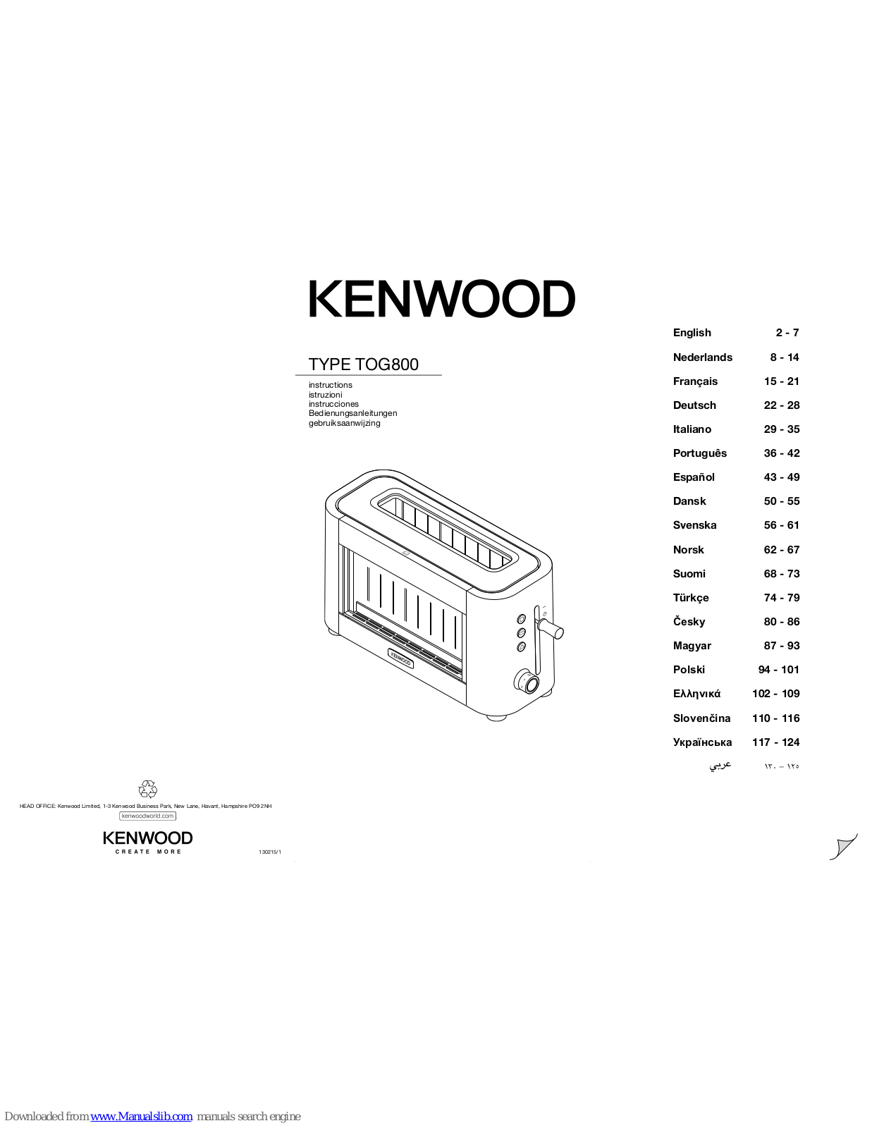 Kenwood TOG800 Instructions Manual