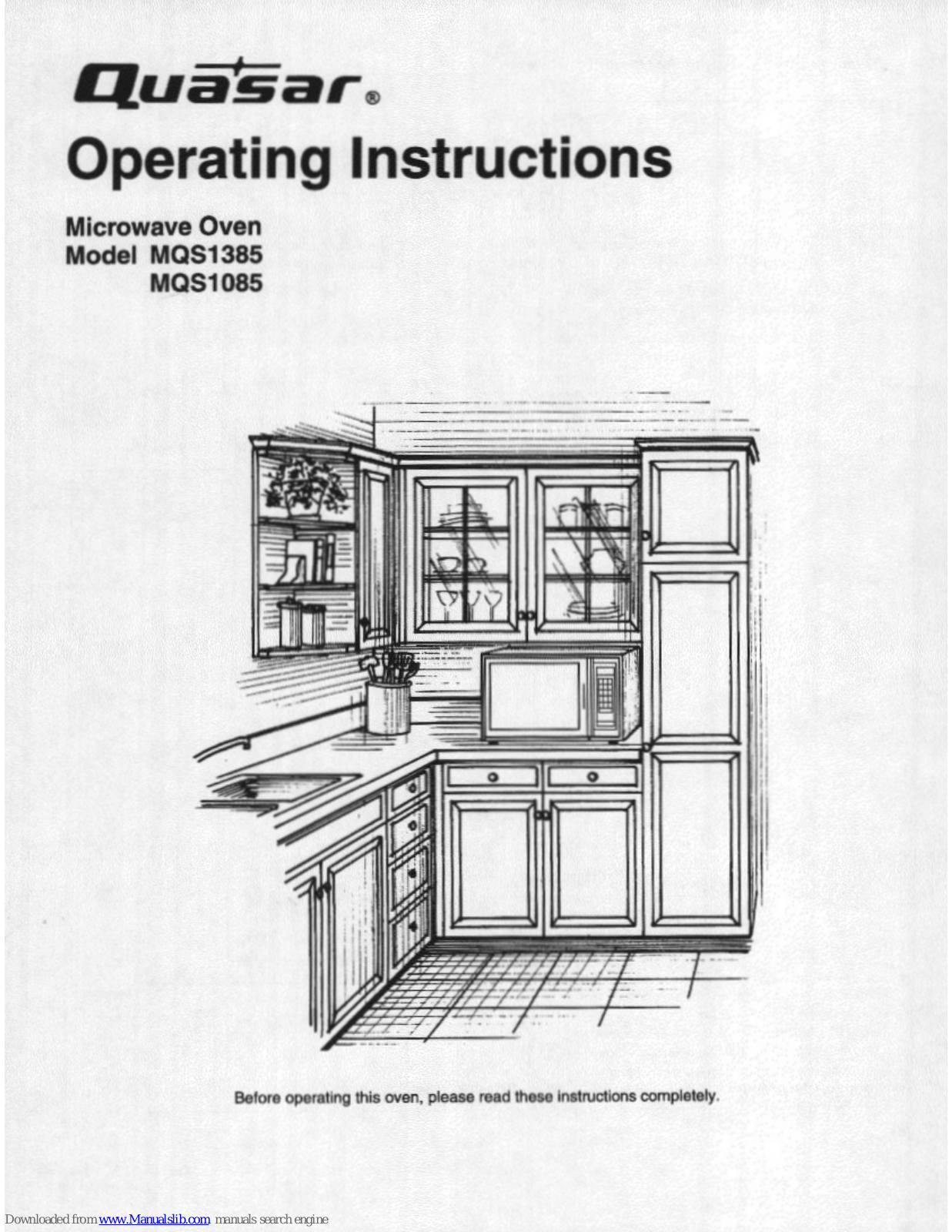 Quasar MQS1085, MQS1385, MQS1085E, MQS1085H, MQS1385E Operating Instructions Manual