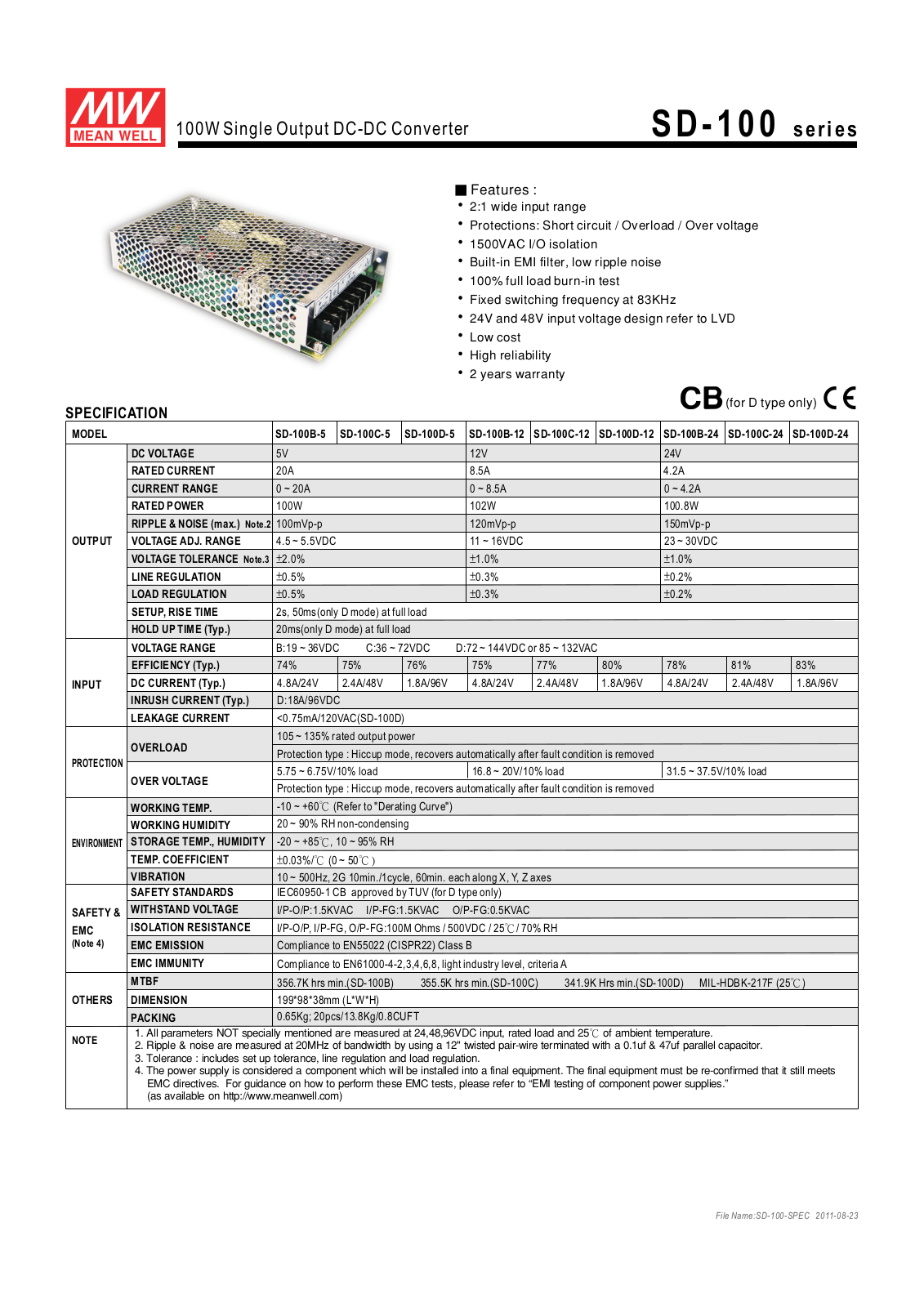 Datasheet SD-100C-12 Specification - ManualMachine.com